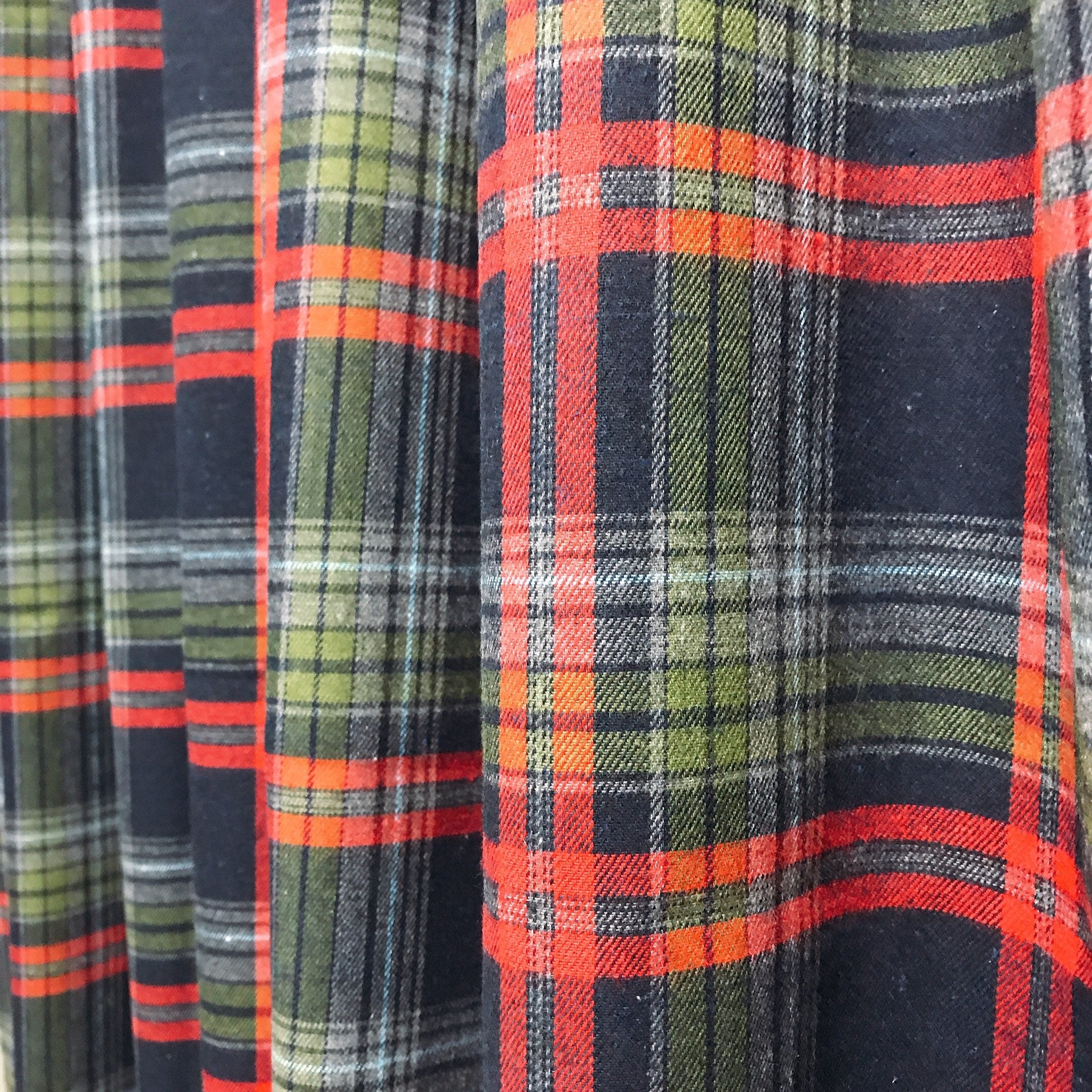 Navy Tartan Plaid Wool Blend Curtain with Red and Olive