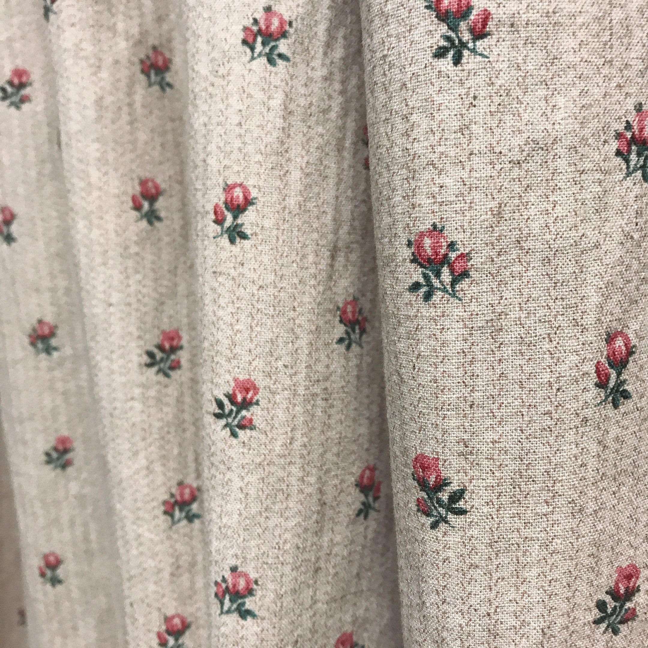 Pink Small Floral Curtain on Natural Beige