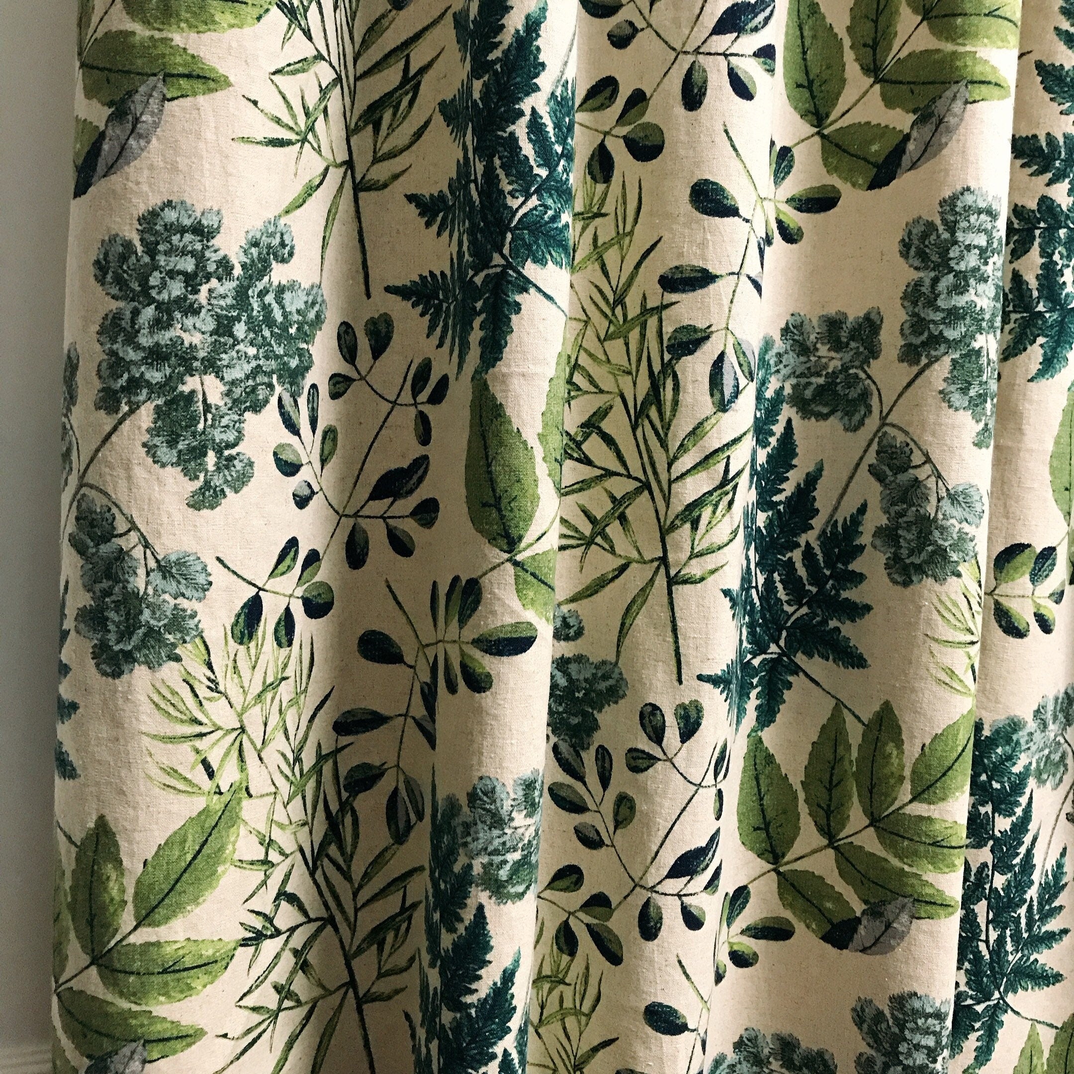 Green Leaf Curtain on Natural Beige