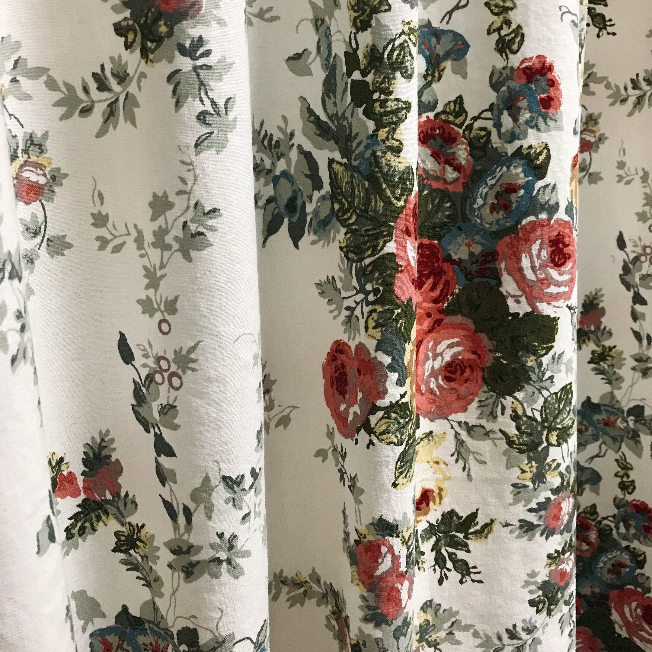 Rose Floral Curtain on Ivory