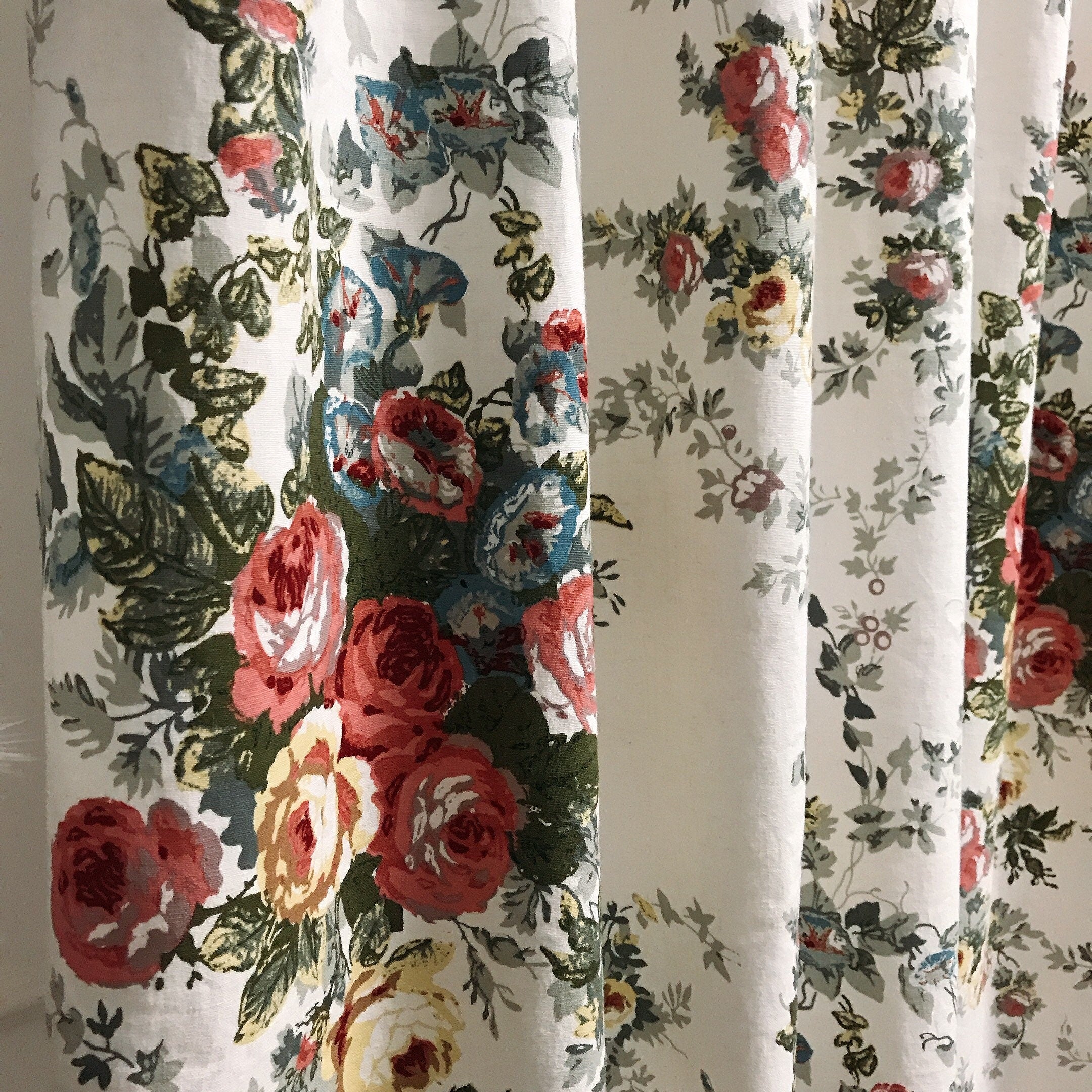 Rose Floral Curtain on Ivory