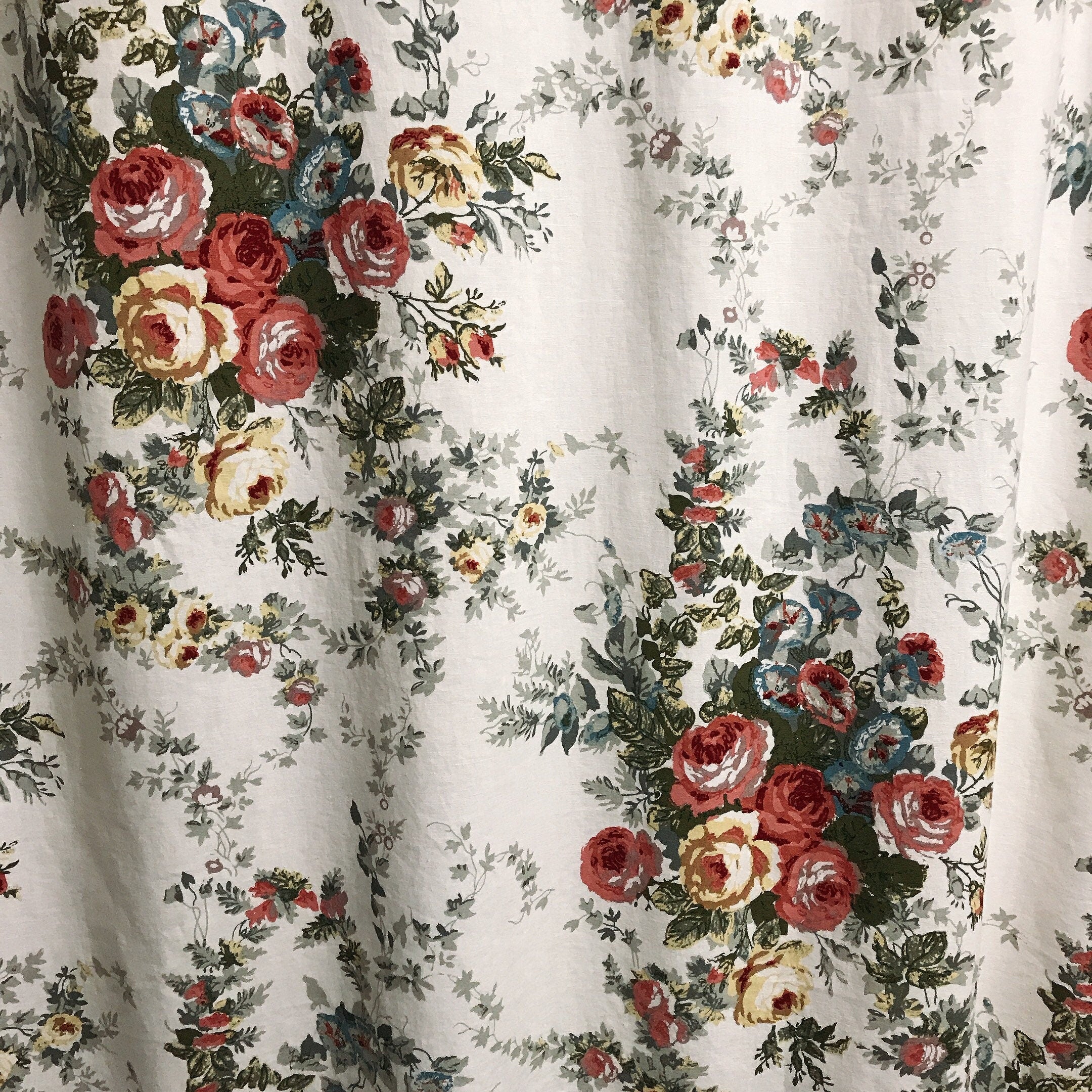 Rose Floral Curtain on Ivory
