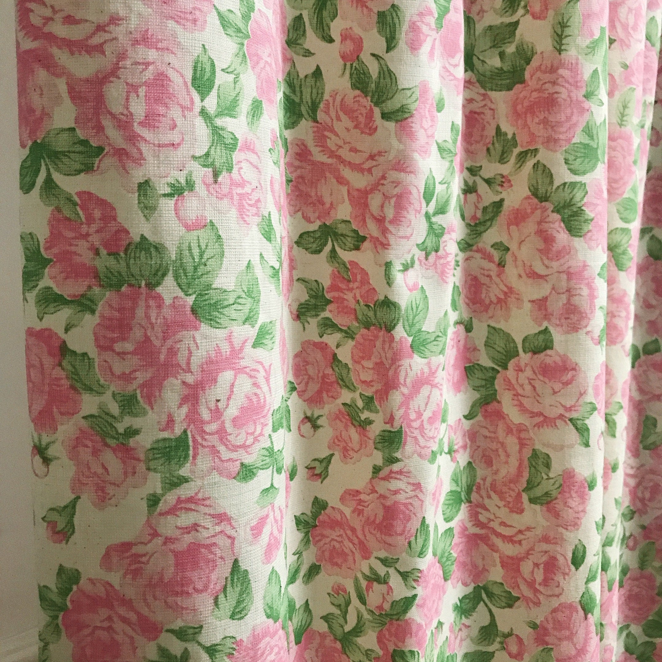 Pink Roses Curtain on Natural Beige