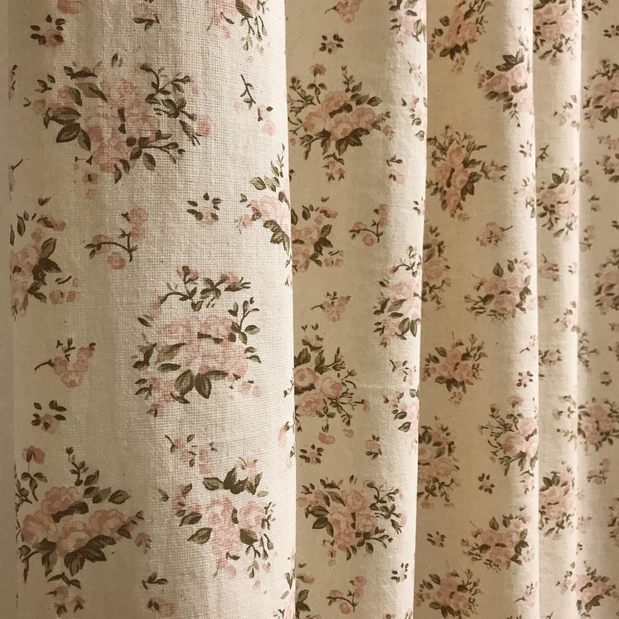 Pink Roses Curtain on Natural Beige