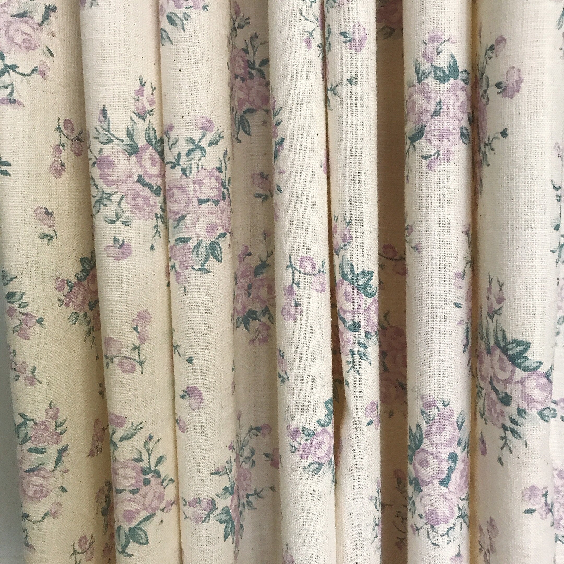 Pale Lilac Roses Curtain on Natural Beige
