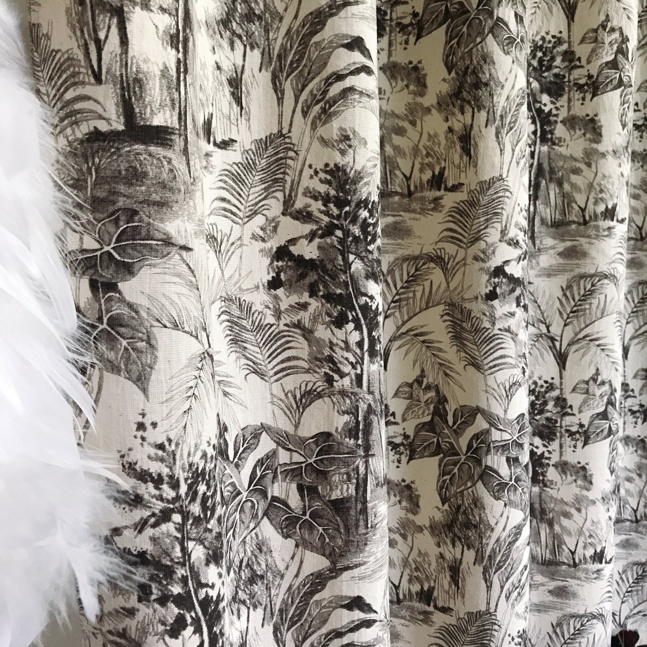 Charcoal Brown Forest Curtain on Natural Beige