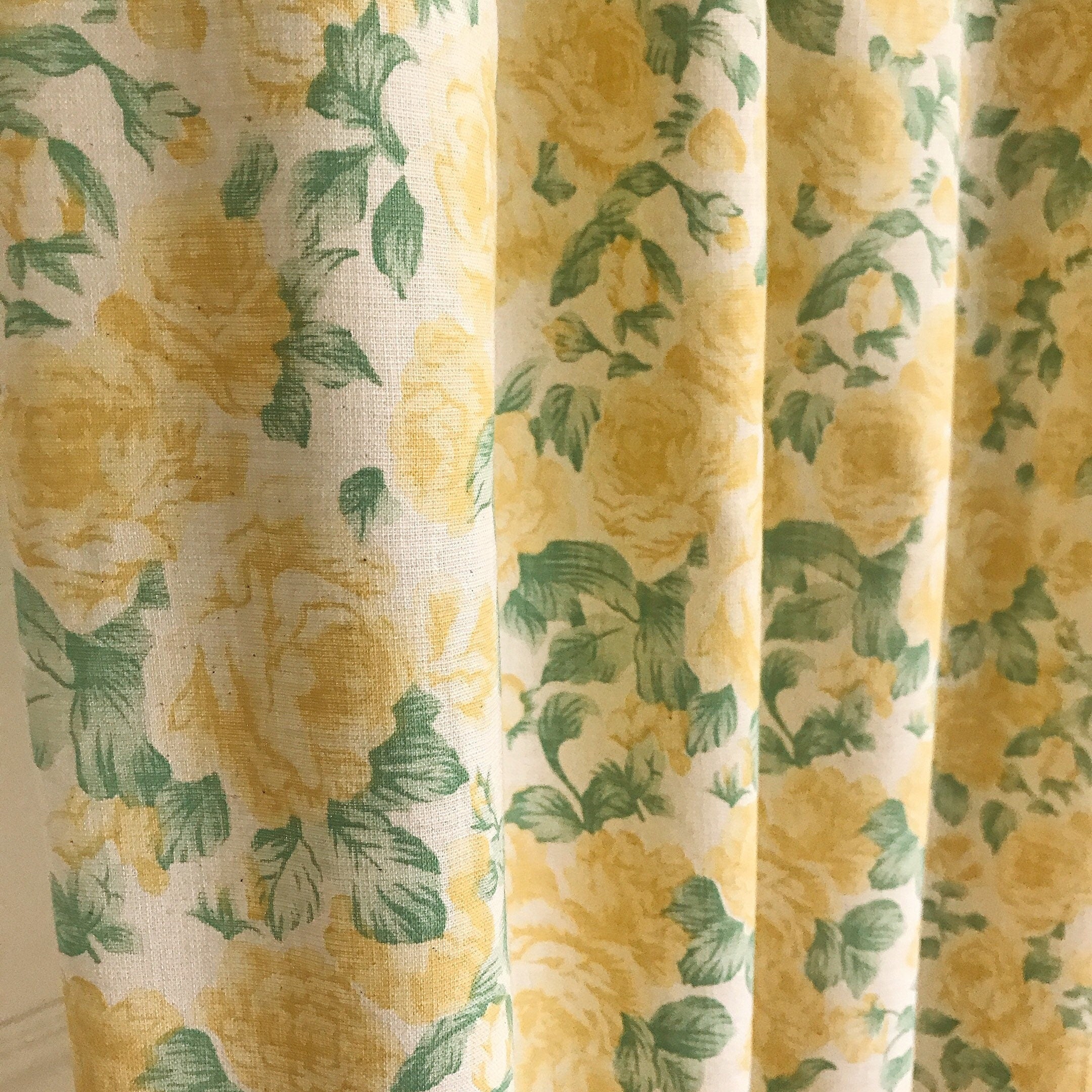 Yellow Roses Curtain on Natural Beige
