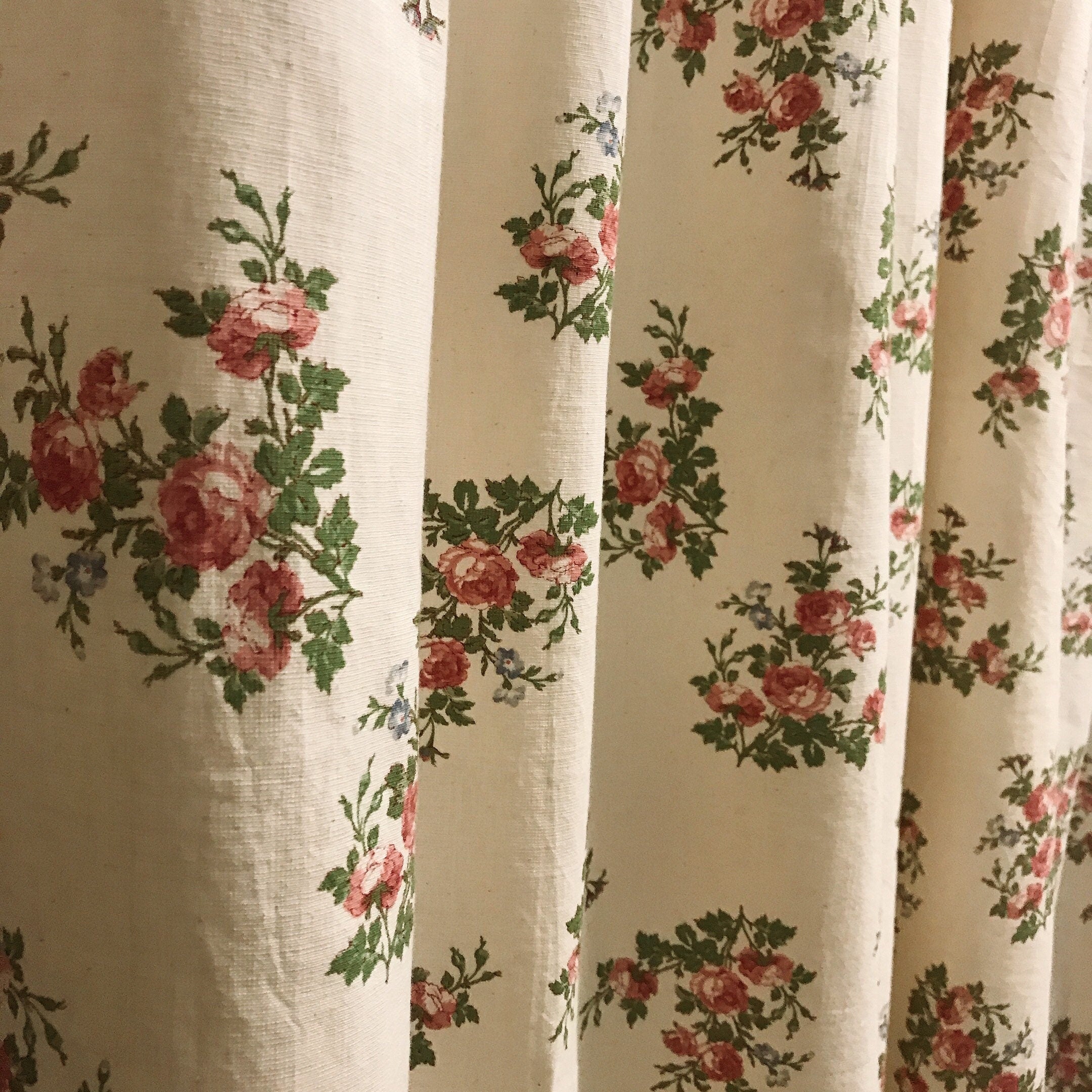 Dusty Rose Floral Curtain on Natural Beige