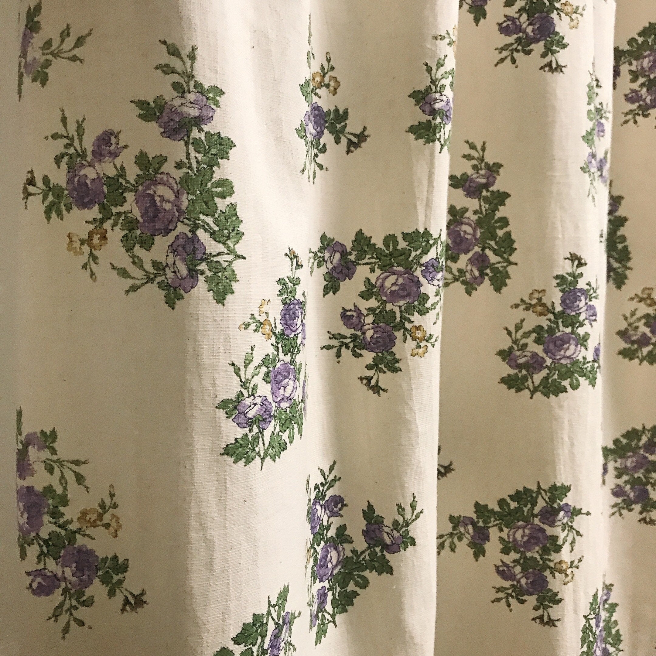 Purple Roses Curtain on Natural Beige