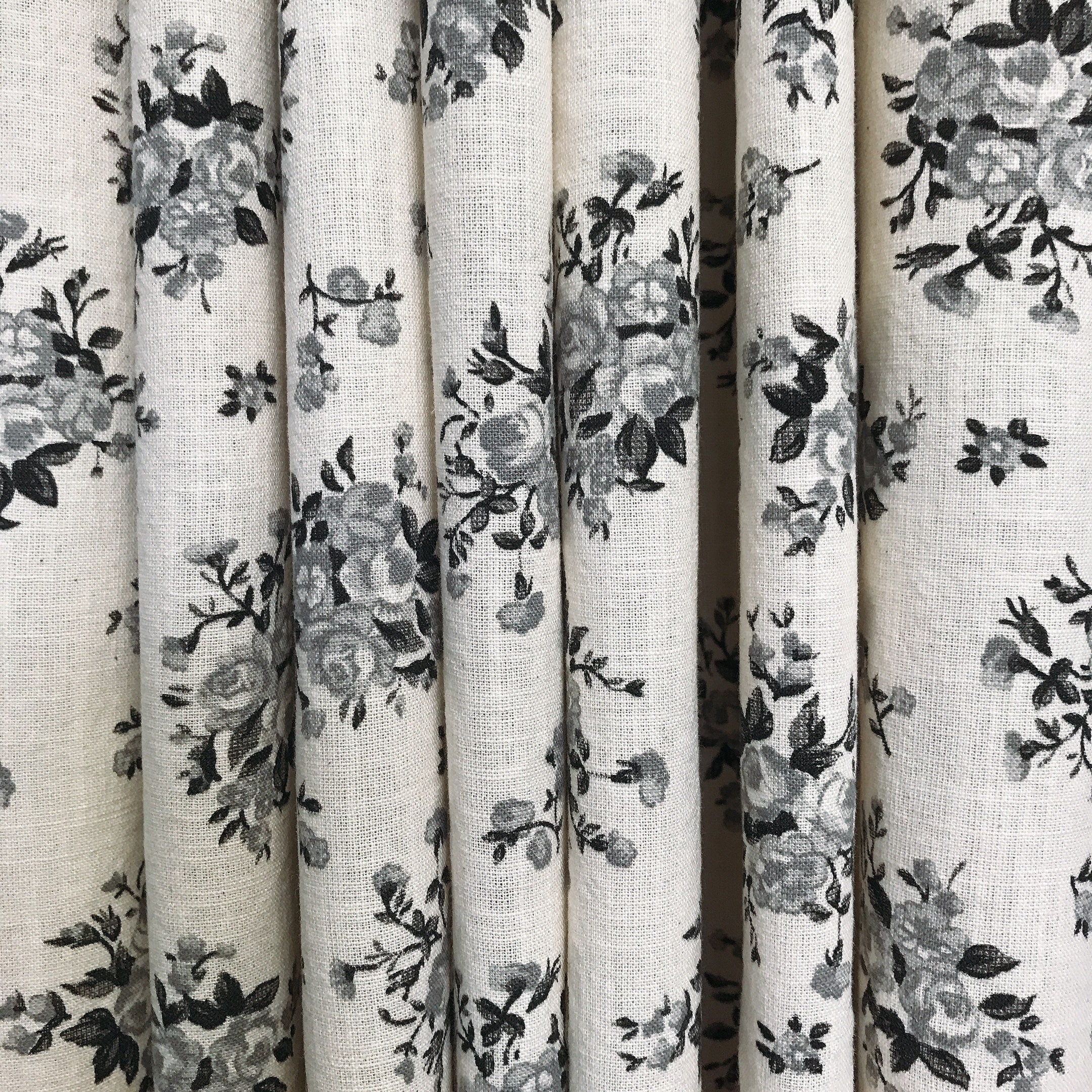 Charcoal Rose Curtain on Natural Beige