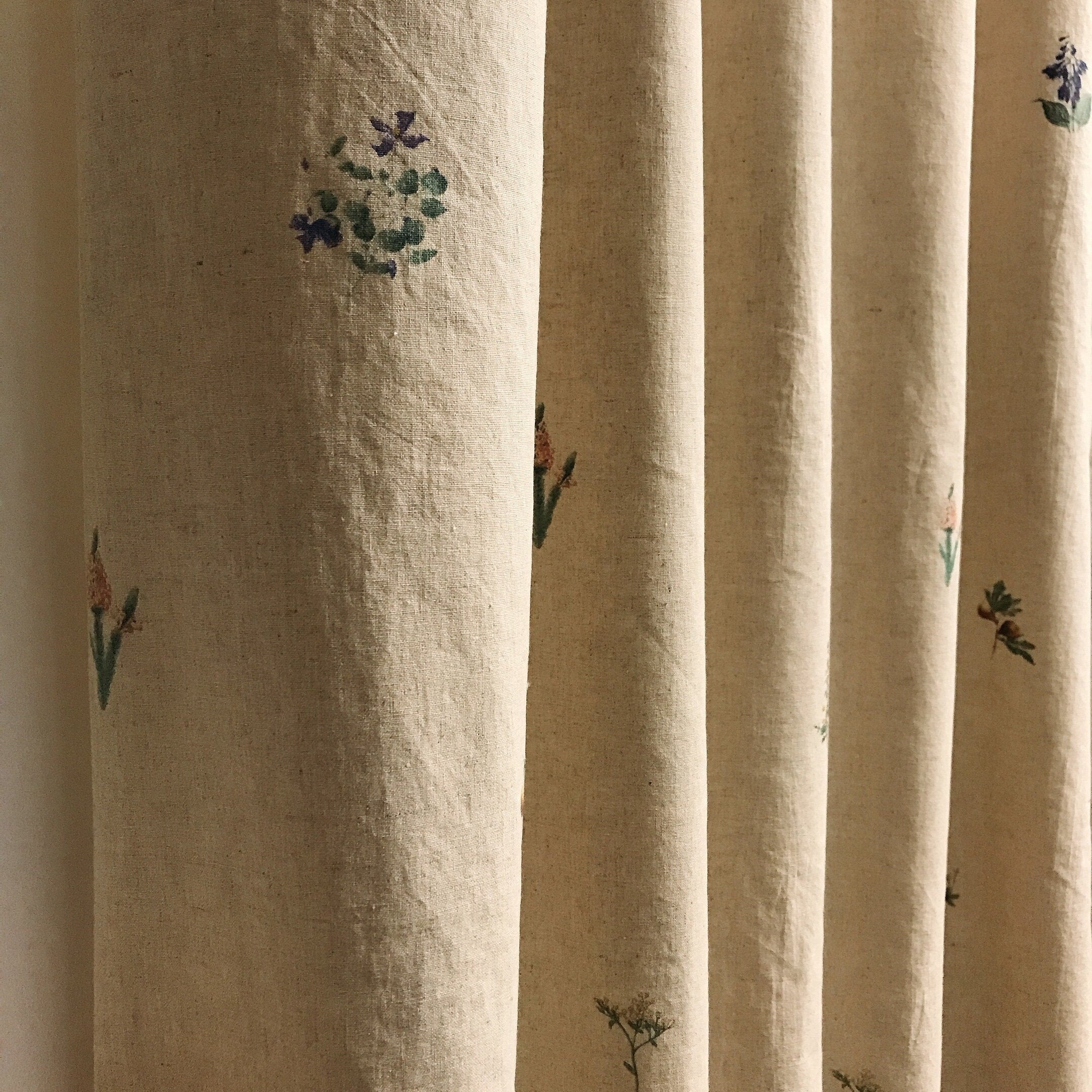Subtle Botanical Curtain on Natural Beige