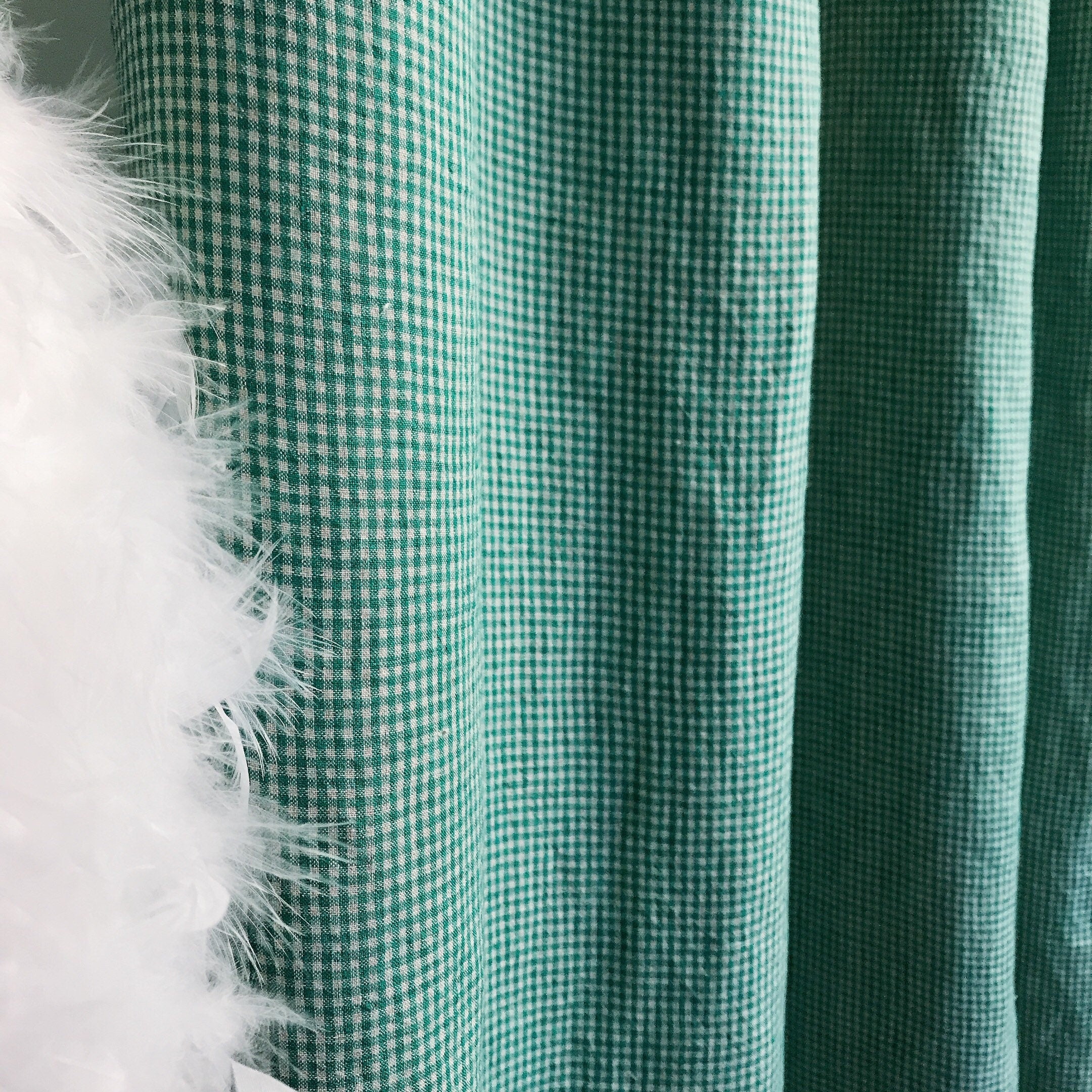Green Mini Gingham Linen Curtain