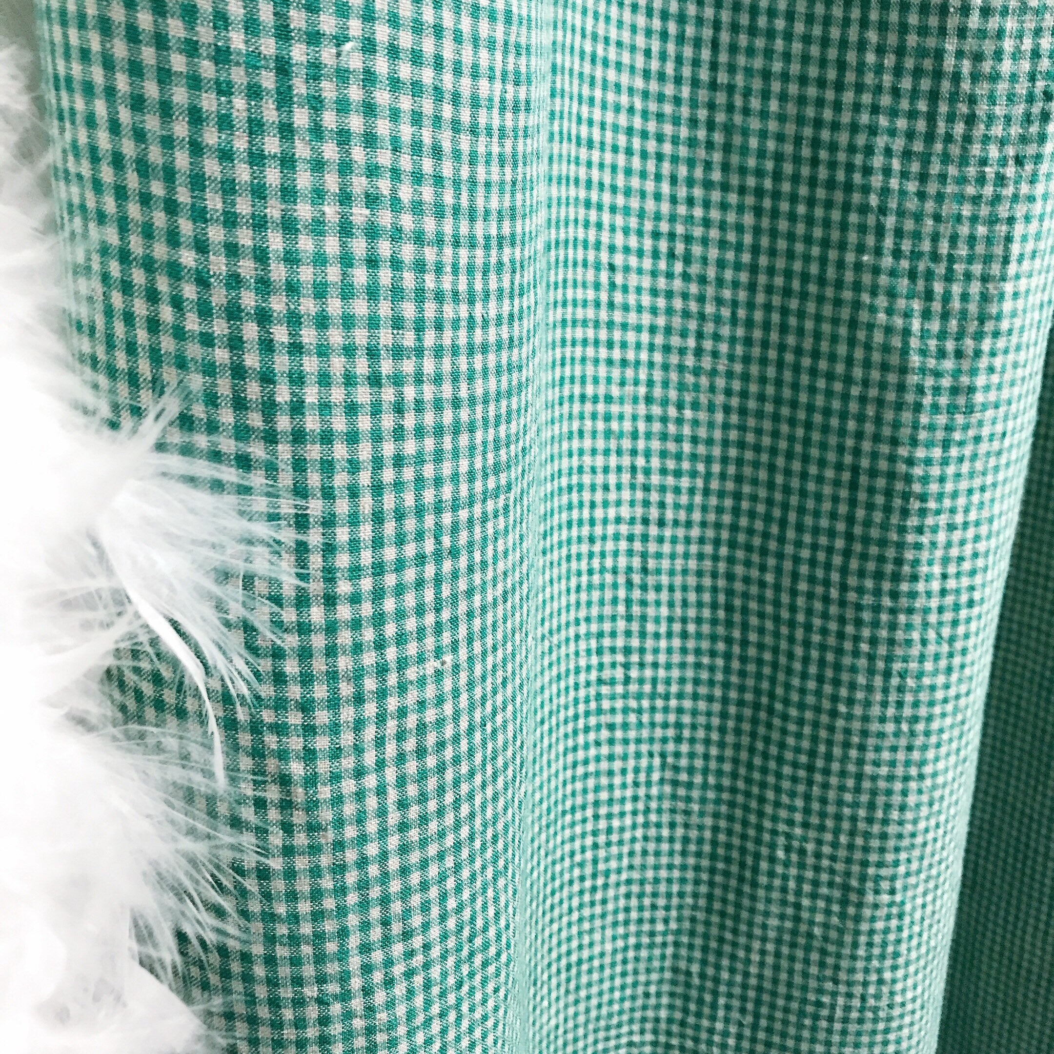 Green Mini Gingham Linen Curtain