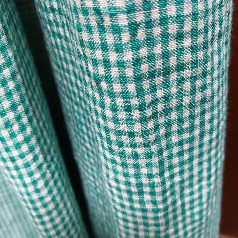 Green Mini Gingham Linen Curtain