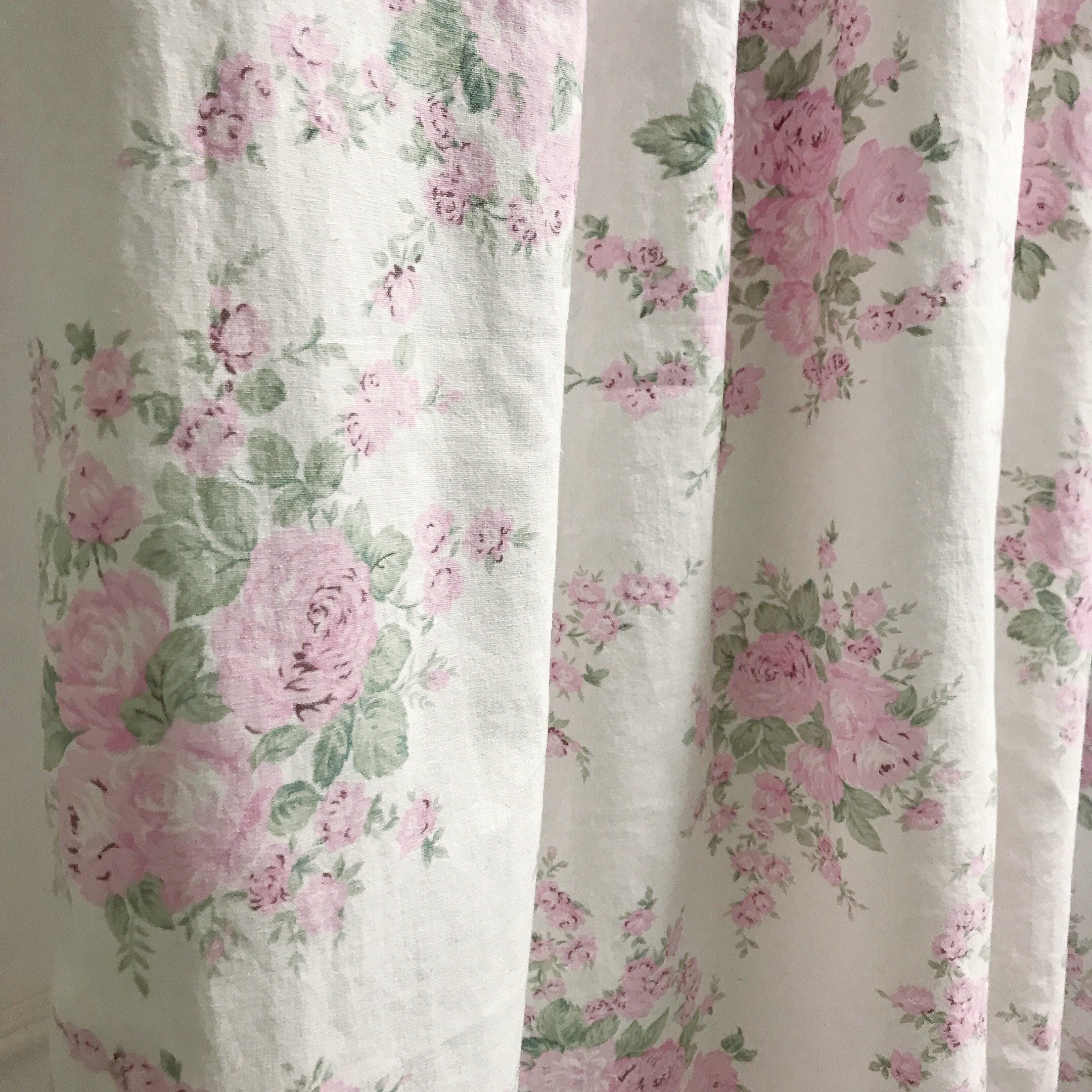 Light Pink Floral Curtain on White