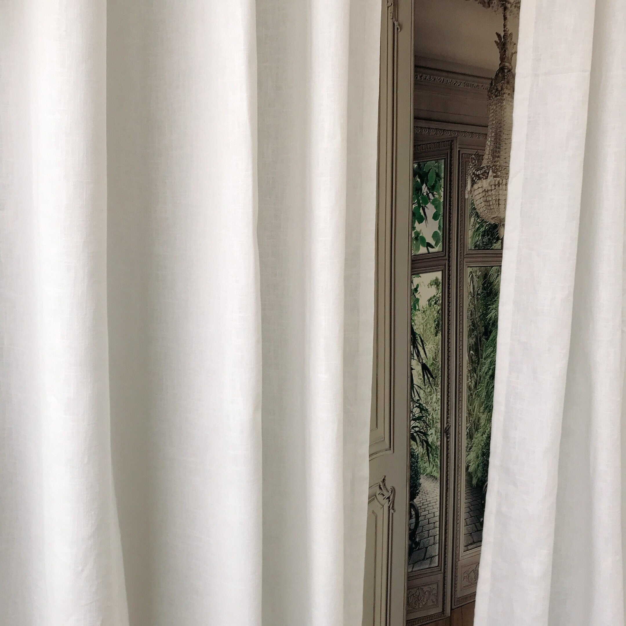 Washed White Linen Curtain