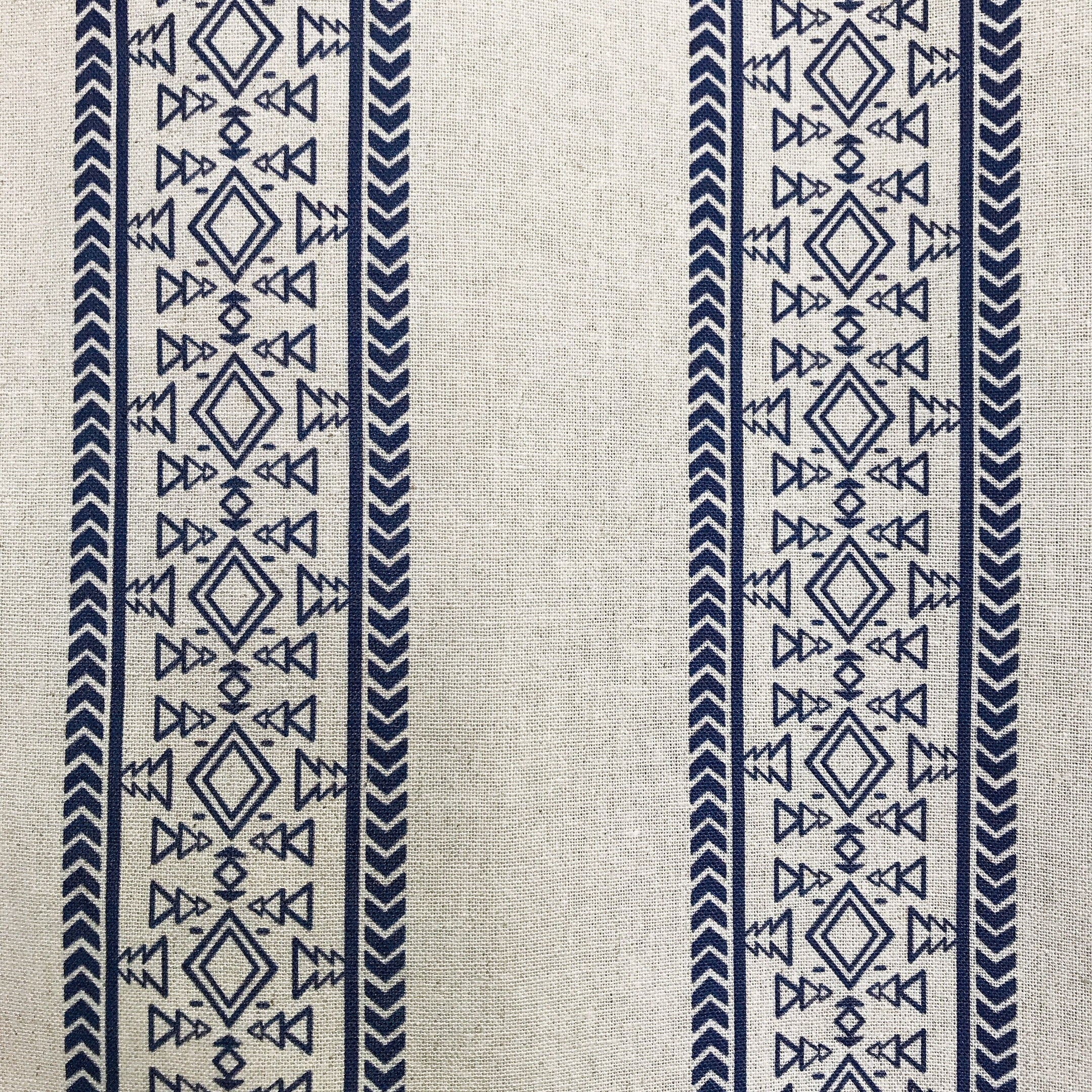 Indigo Blue Patterned Curtain on Natural Beige