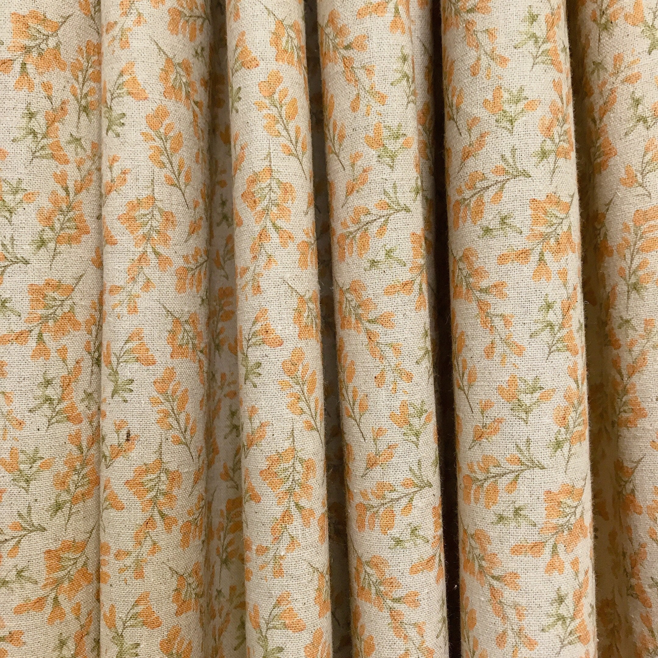 Orange Floral Curtain on Natural Beige