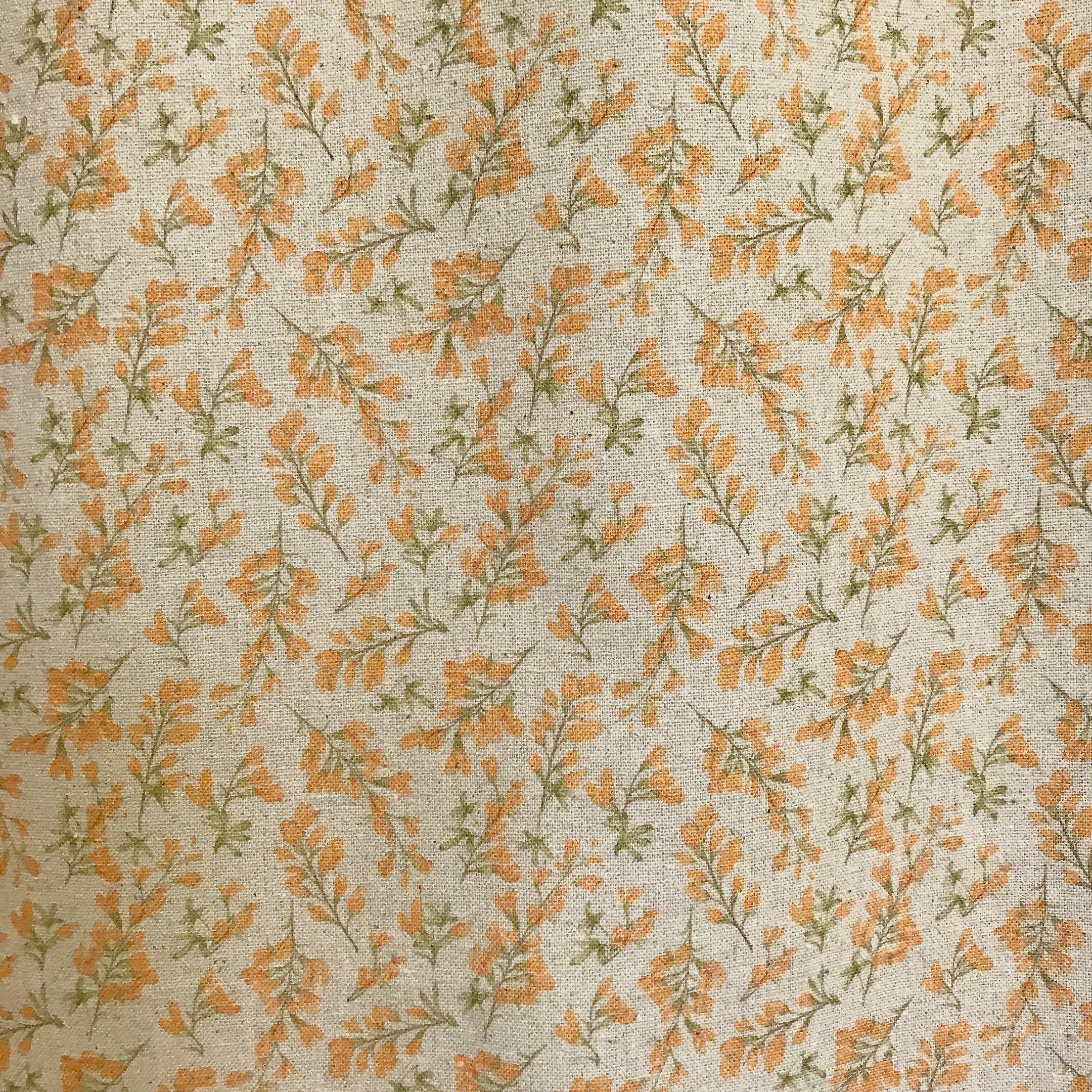 Orange Floral Curtain on Natural Beige