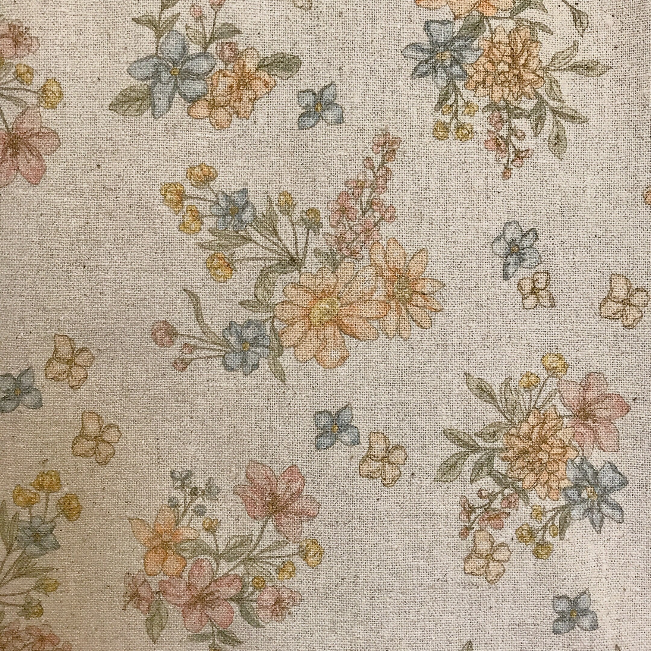 Pale Orange and Light Pink Floral Curtain on Natural Beige