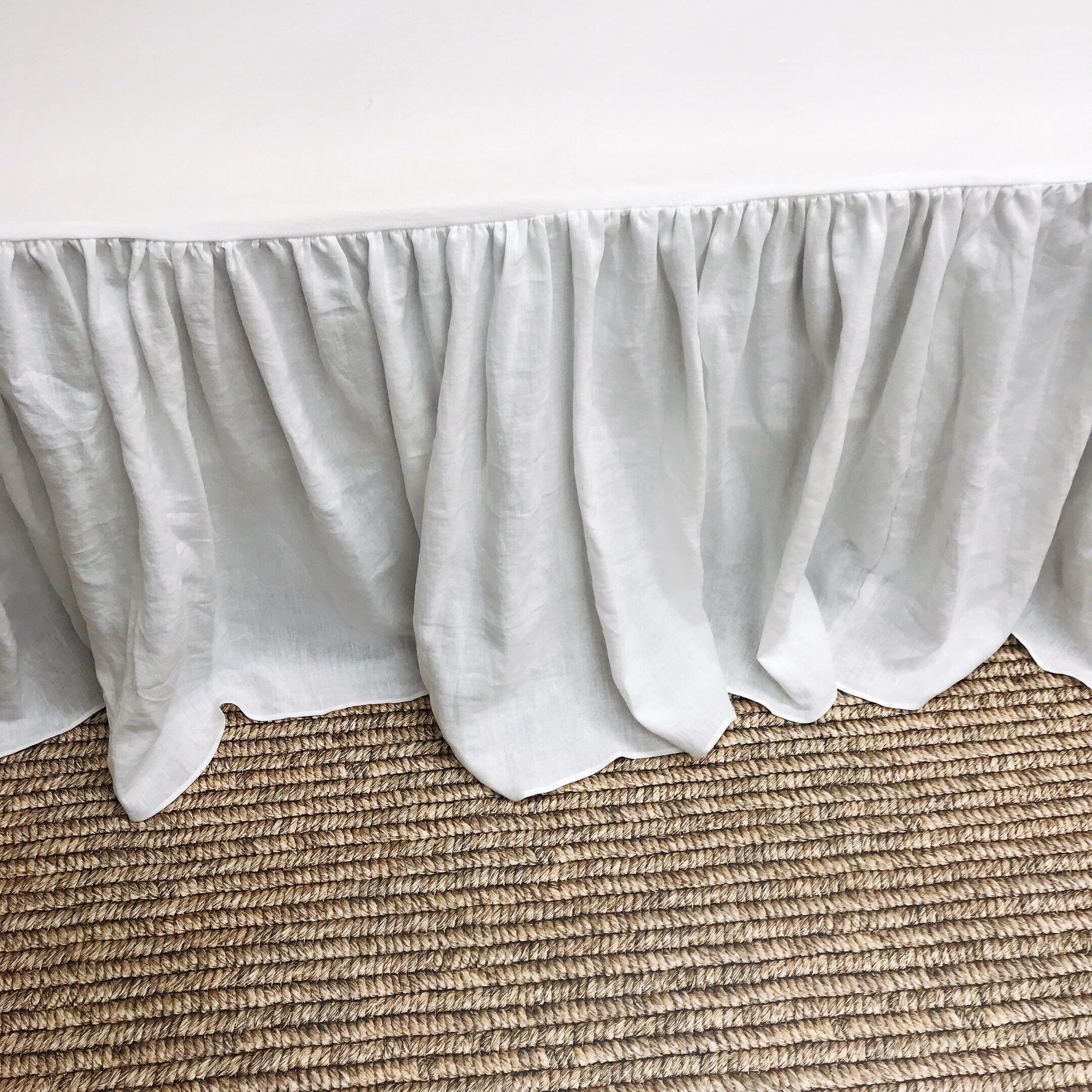 Washed White Linen Bedskirt