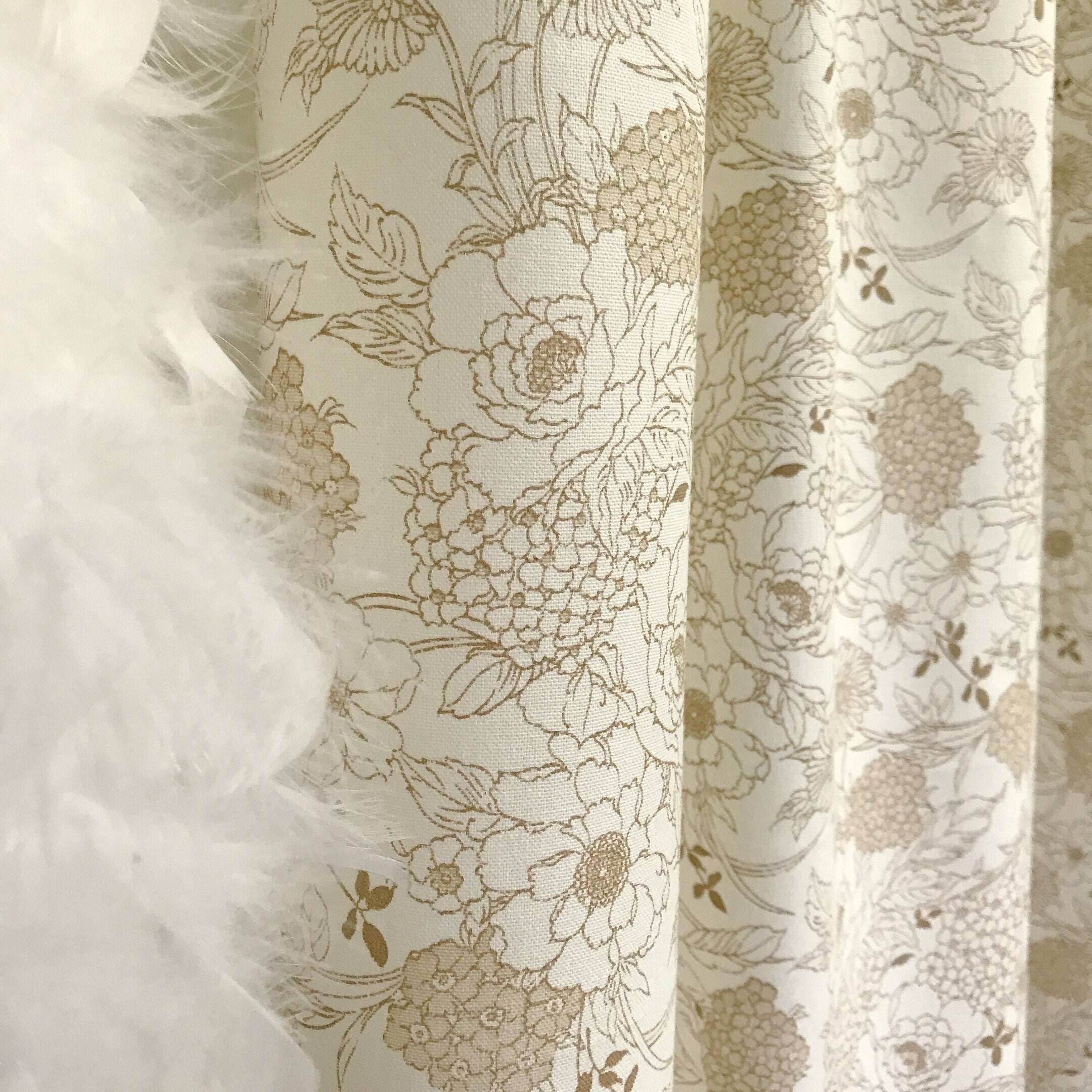 Brown Floral Curtain on Natural Beige