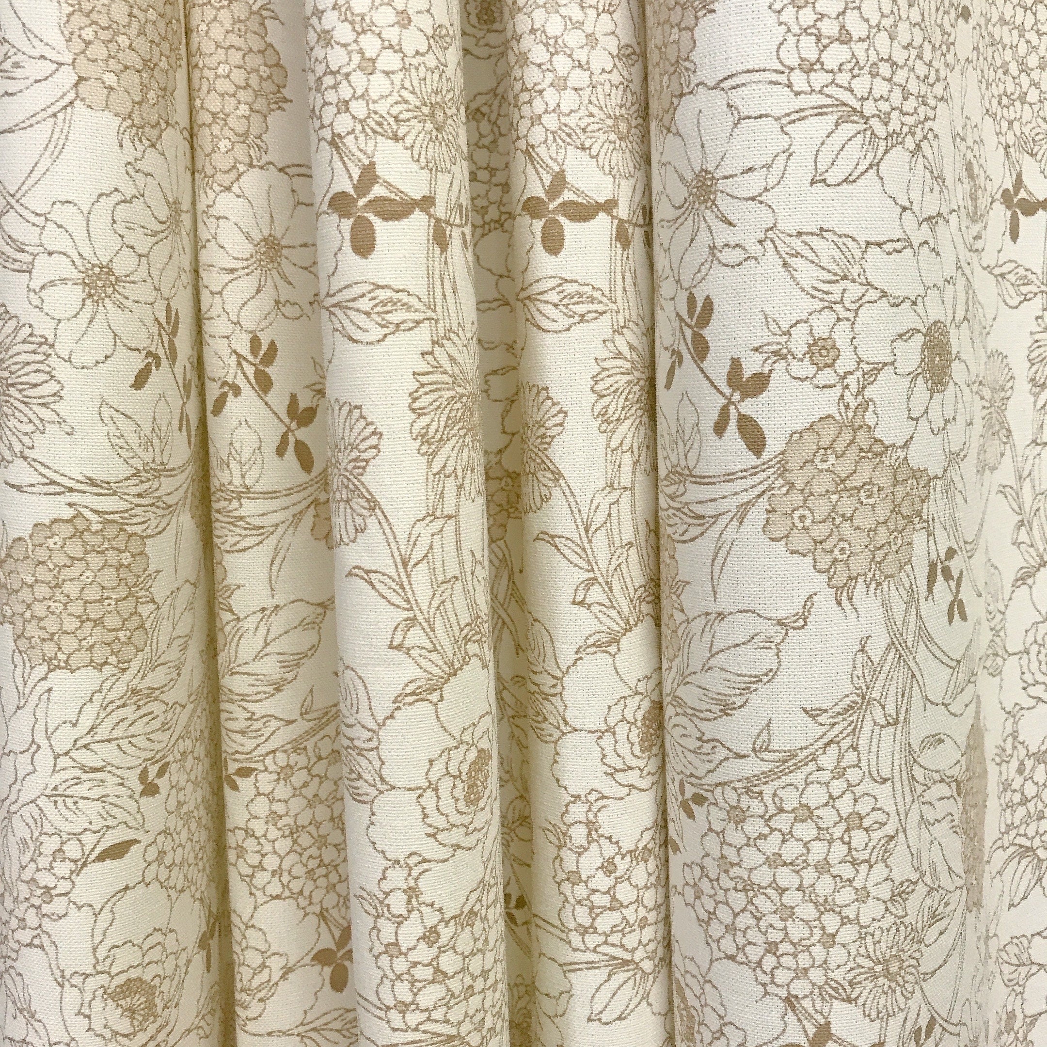 Brown Floral Curtain on Natural Beige