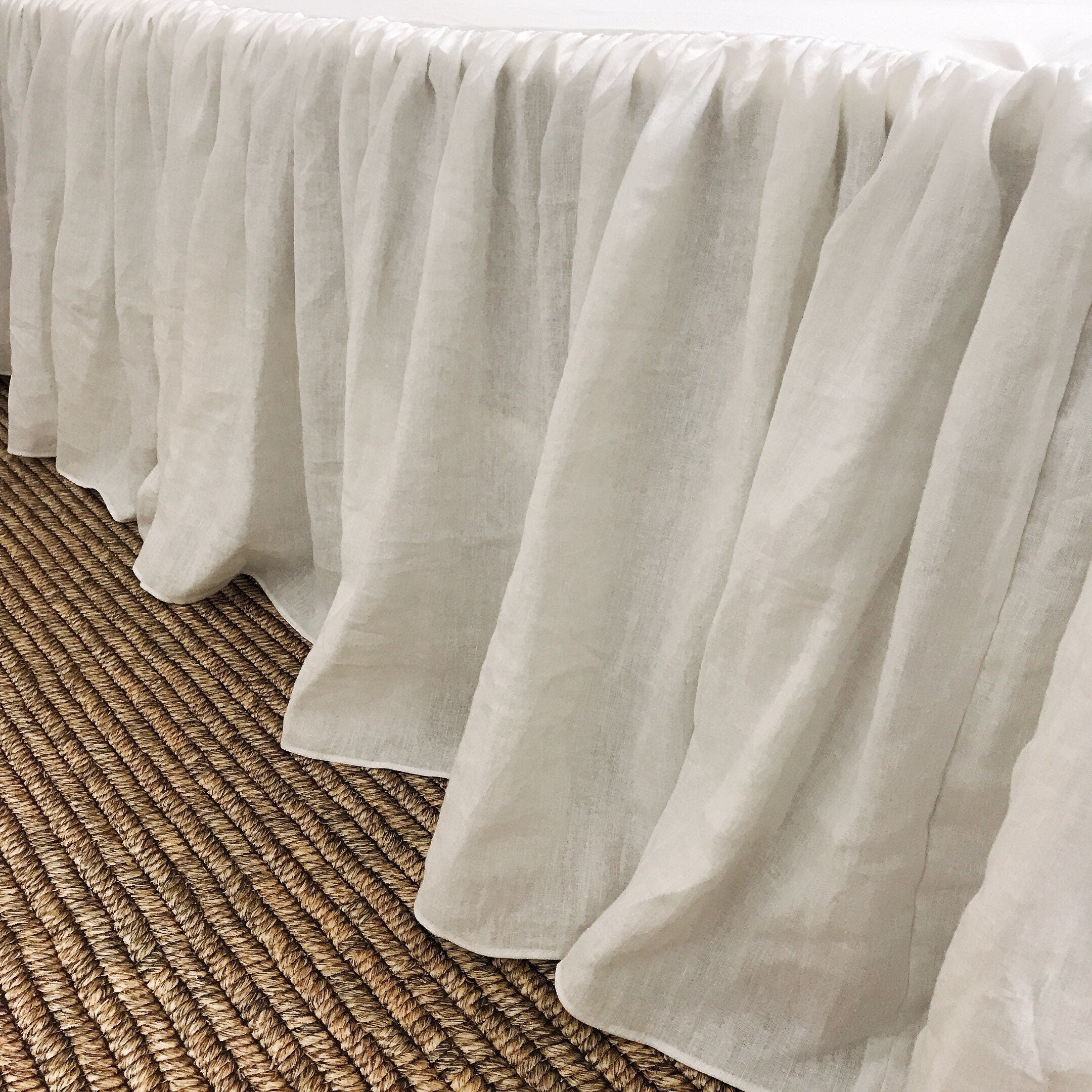 Washed White Linen Bedskirt