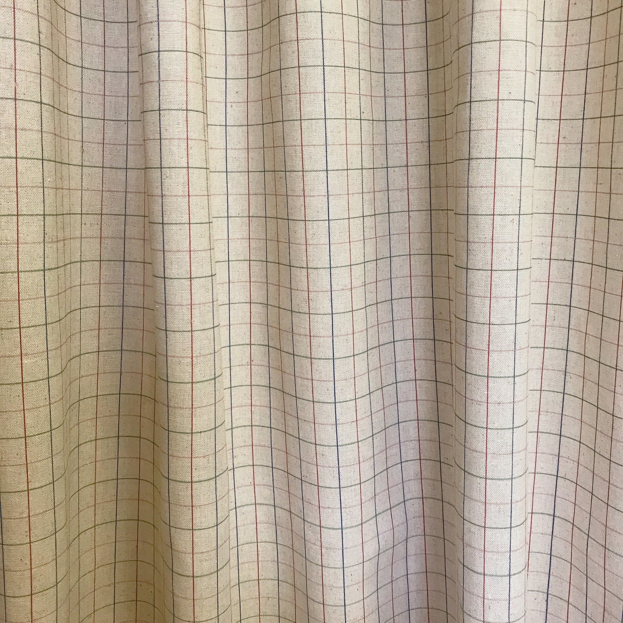 Olive Burgundy and Pink Plaid Curtain on Natural Beige