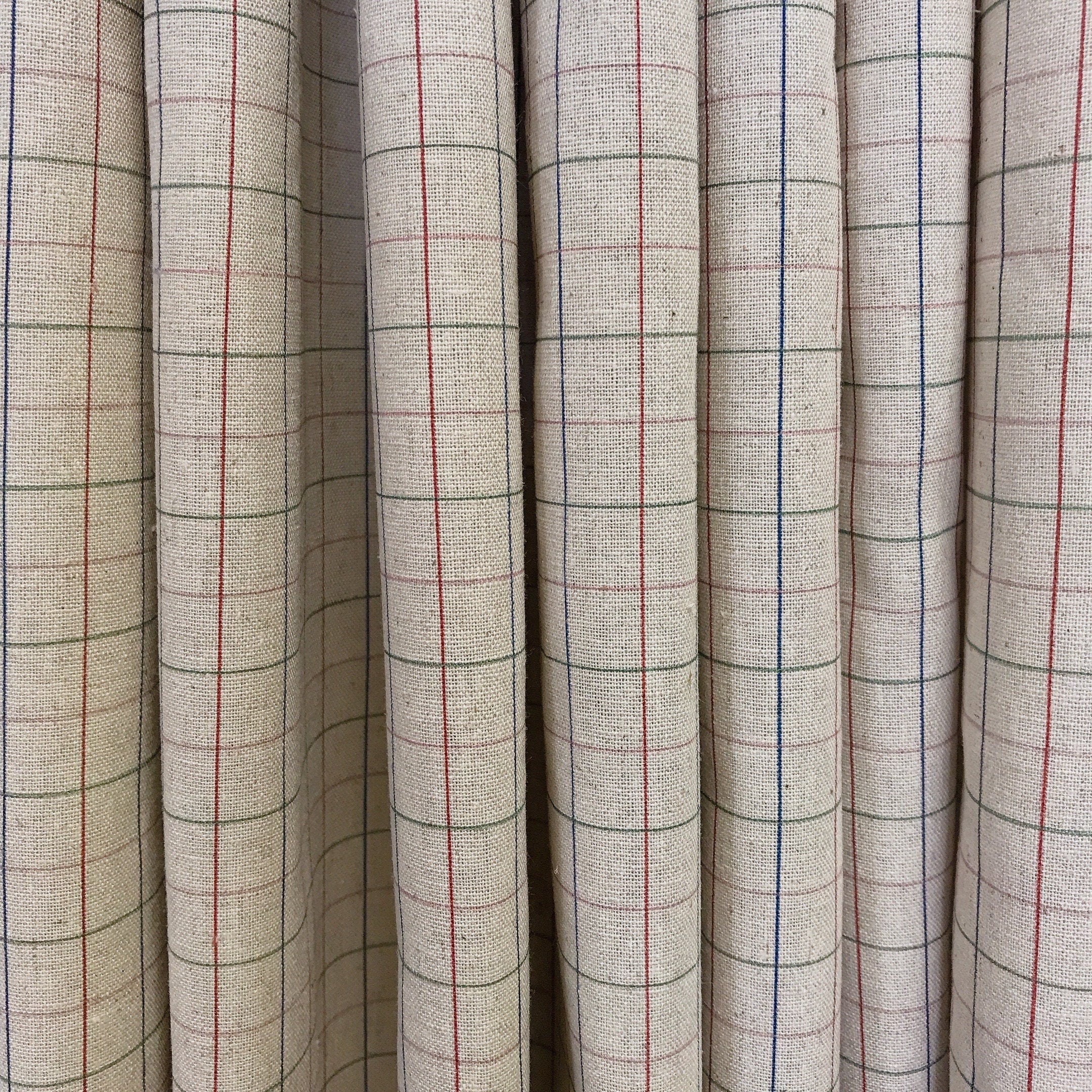 Olive Burgundy and Pink Plaid Curtain on Natural Beige