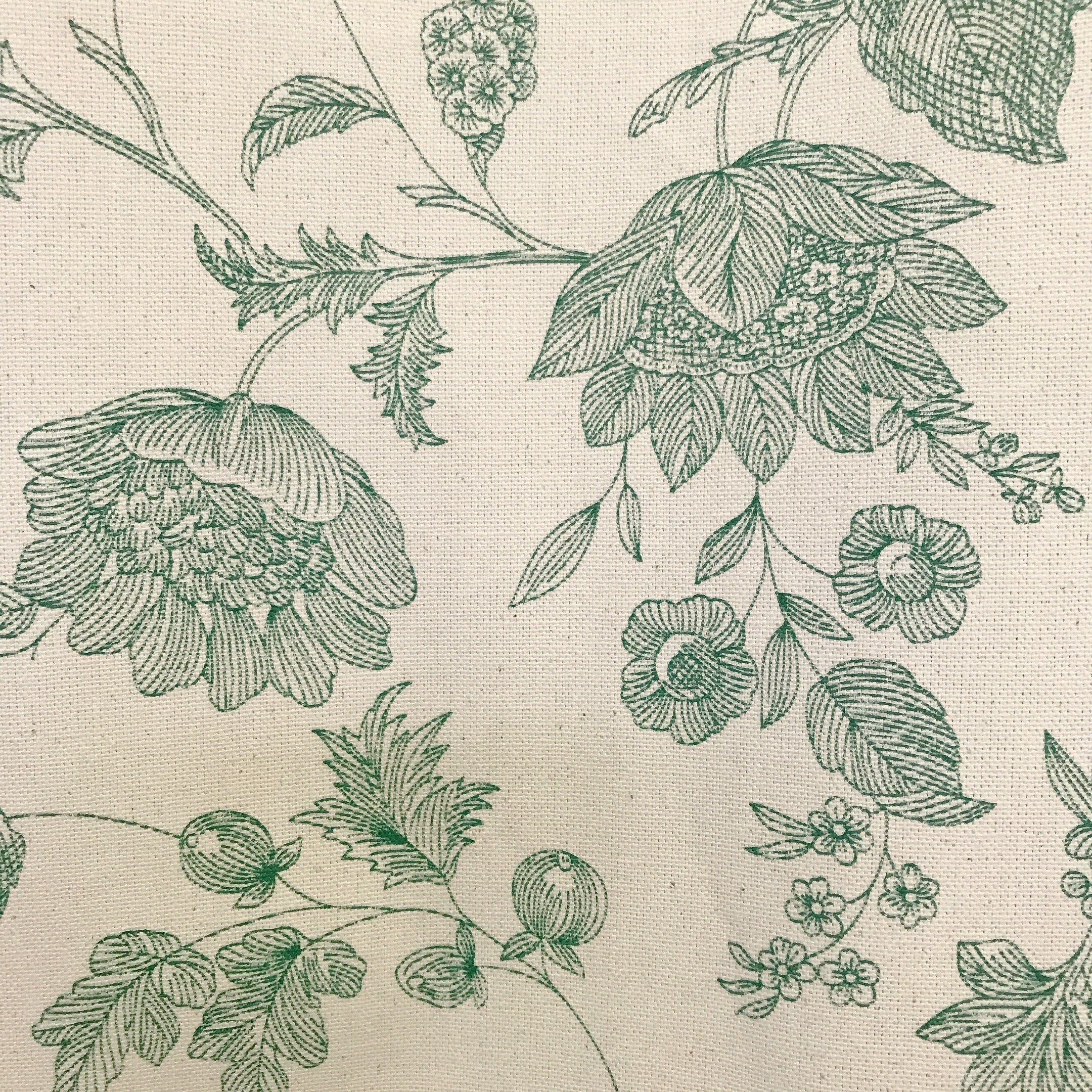 Green Floral Curtain on Natural Beige