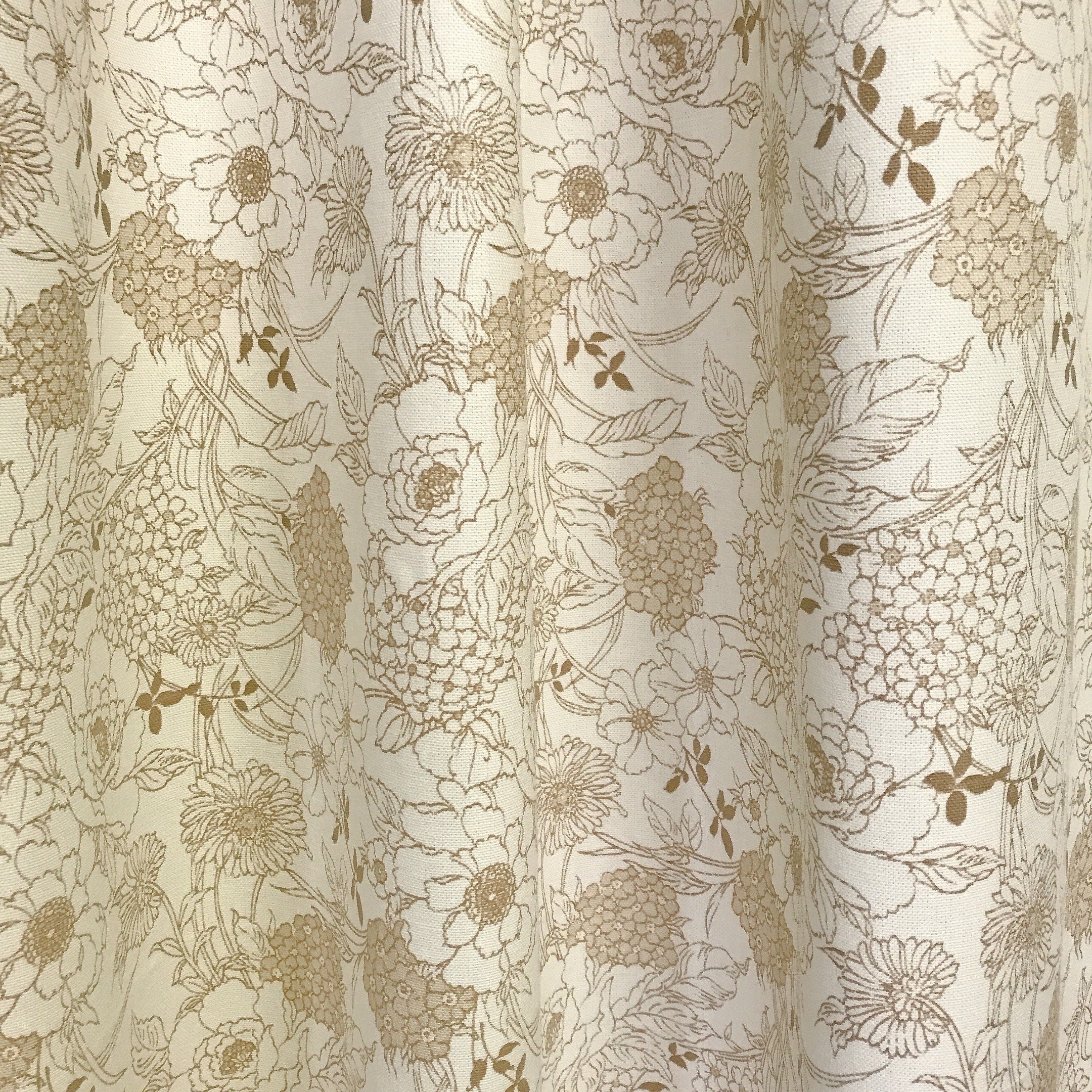 Brown Floral Curtain on Natural Beige