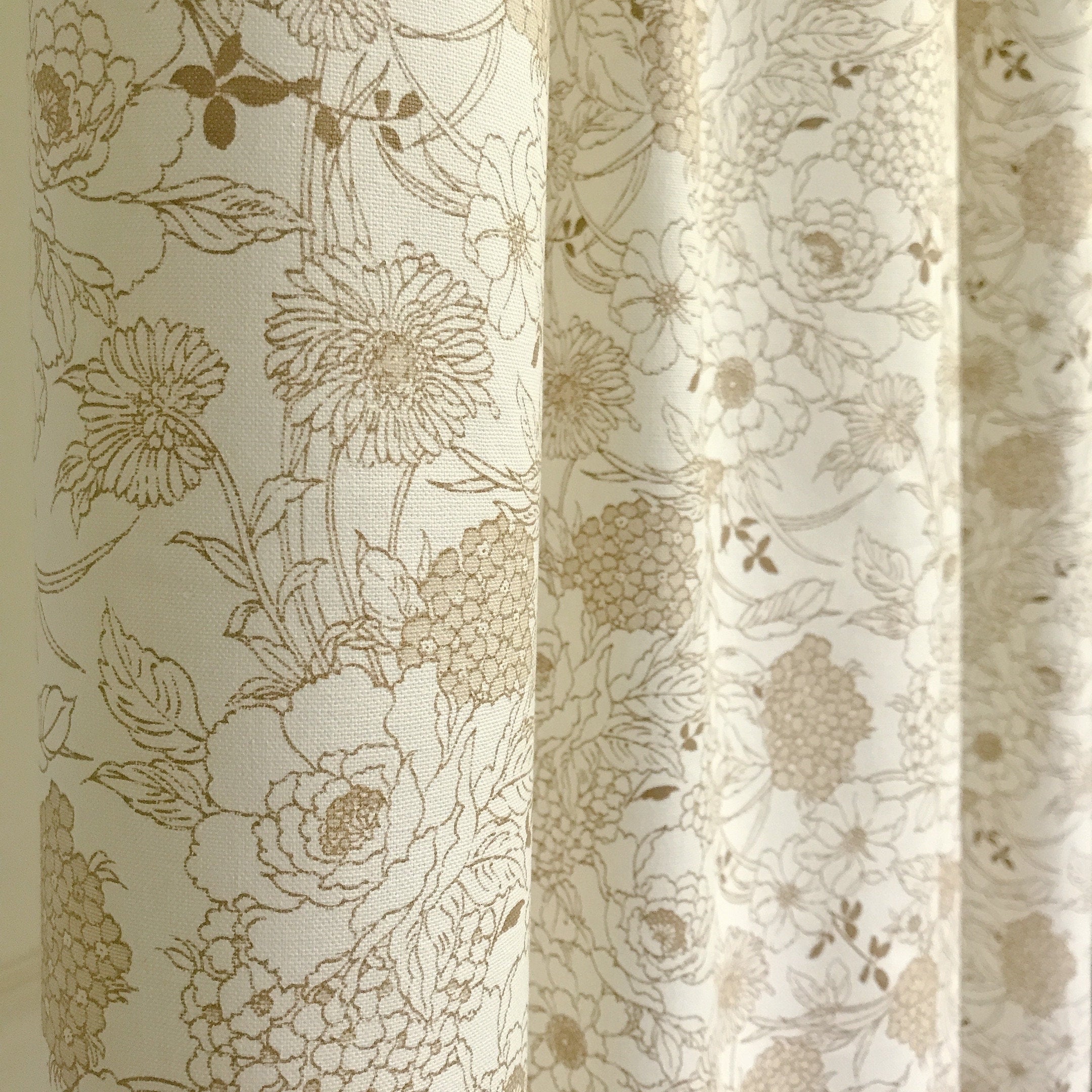 Brown Floral Curtain on Natural Beige