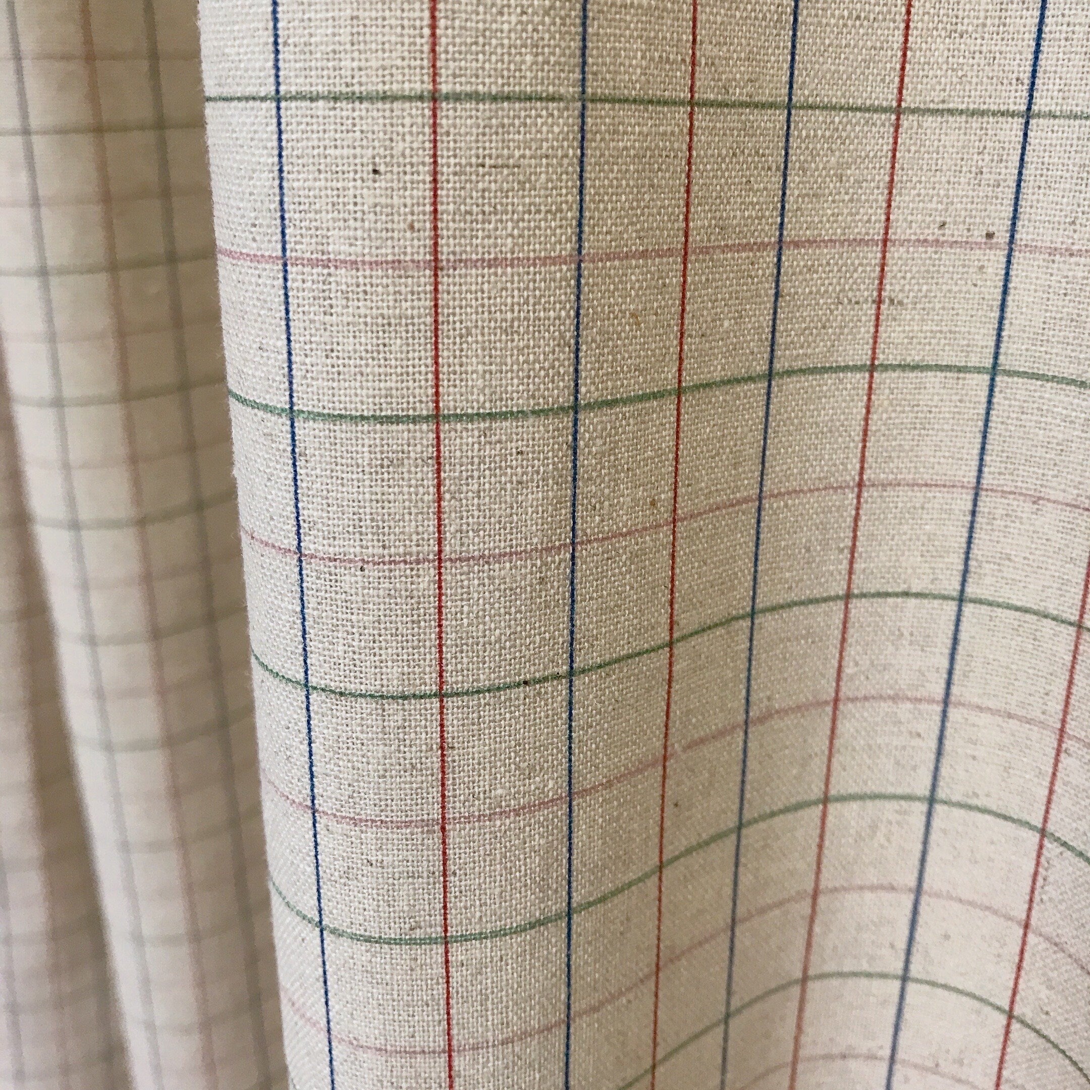 Olive Burgundy and Pink Plaid Curtainon Natural Beige