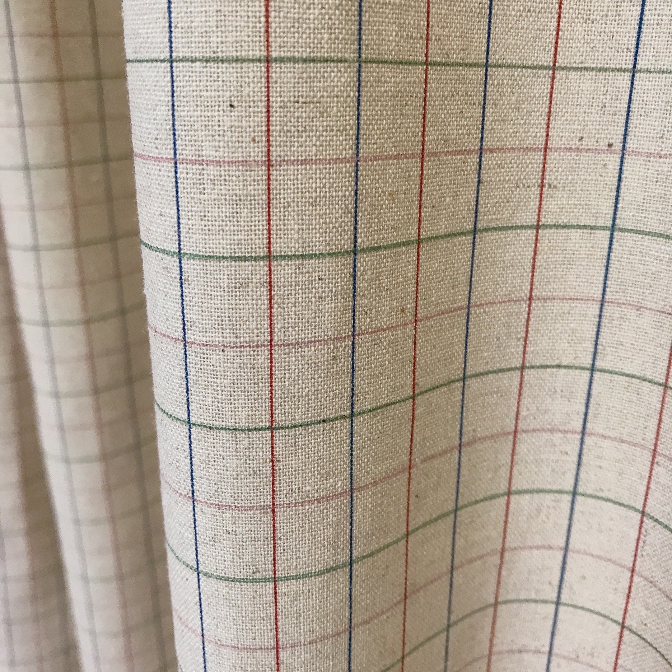 Olive Burgundy and Pink Plaid Curtain on Natural Beige