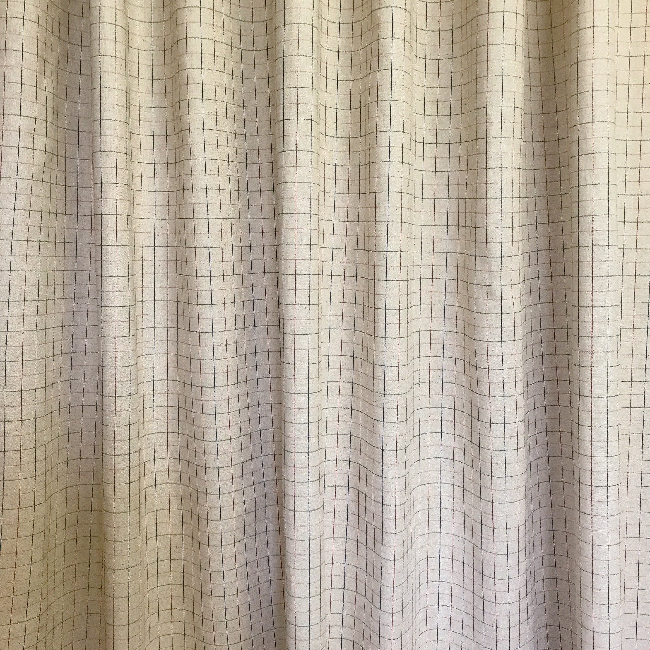 Olive Burgundy and Pink Plaid Curtain on Natural Beige