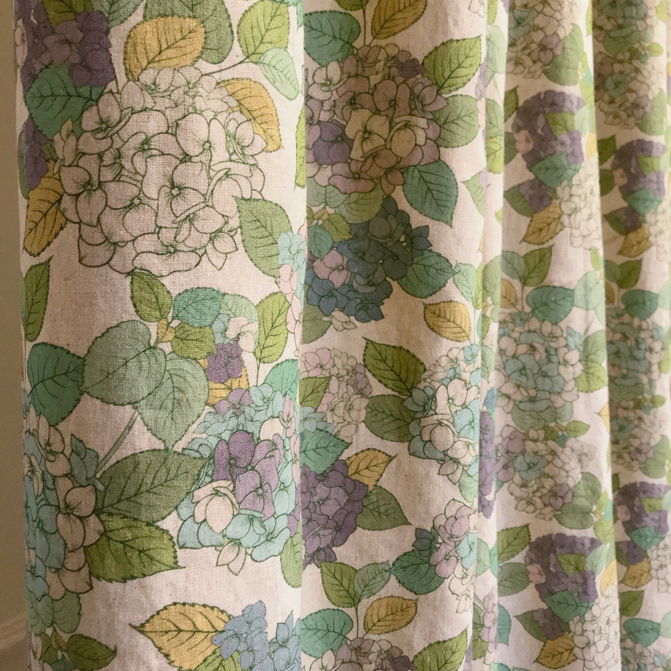 Purple Hydrangea Curtain on Natural Beige