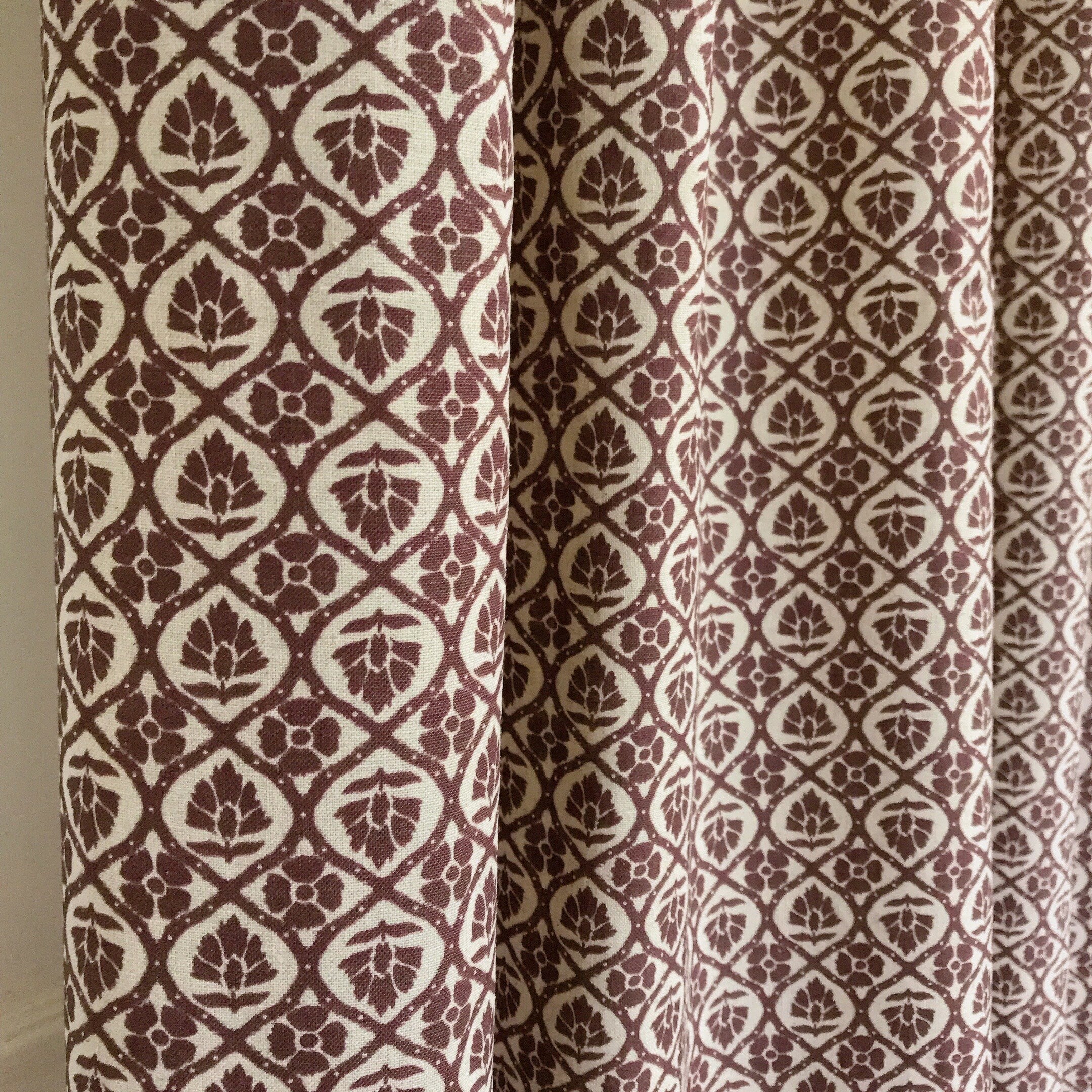 Dark Brown Floral Curtain on Natural Beige