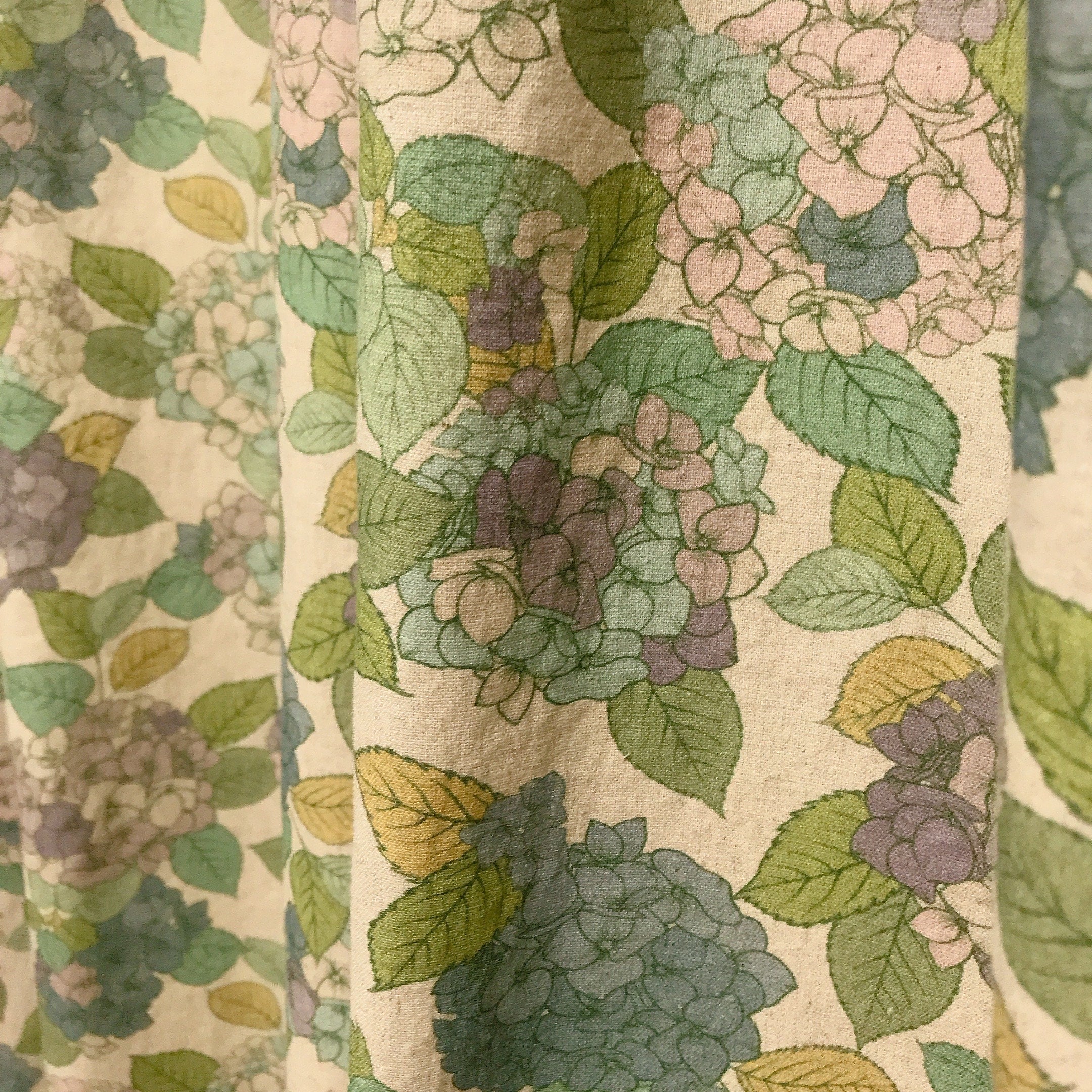 Purple Hydrangea Curtain on Natural Beige
