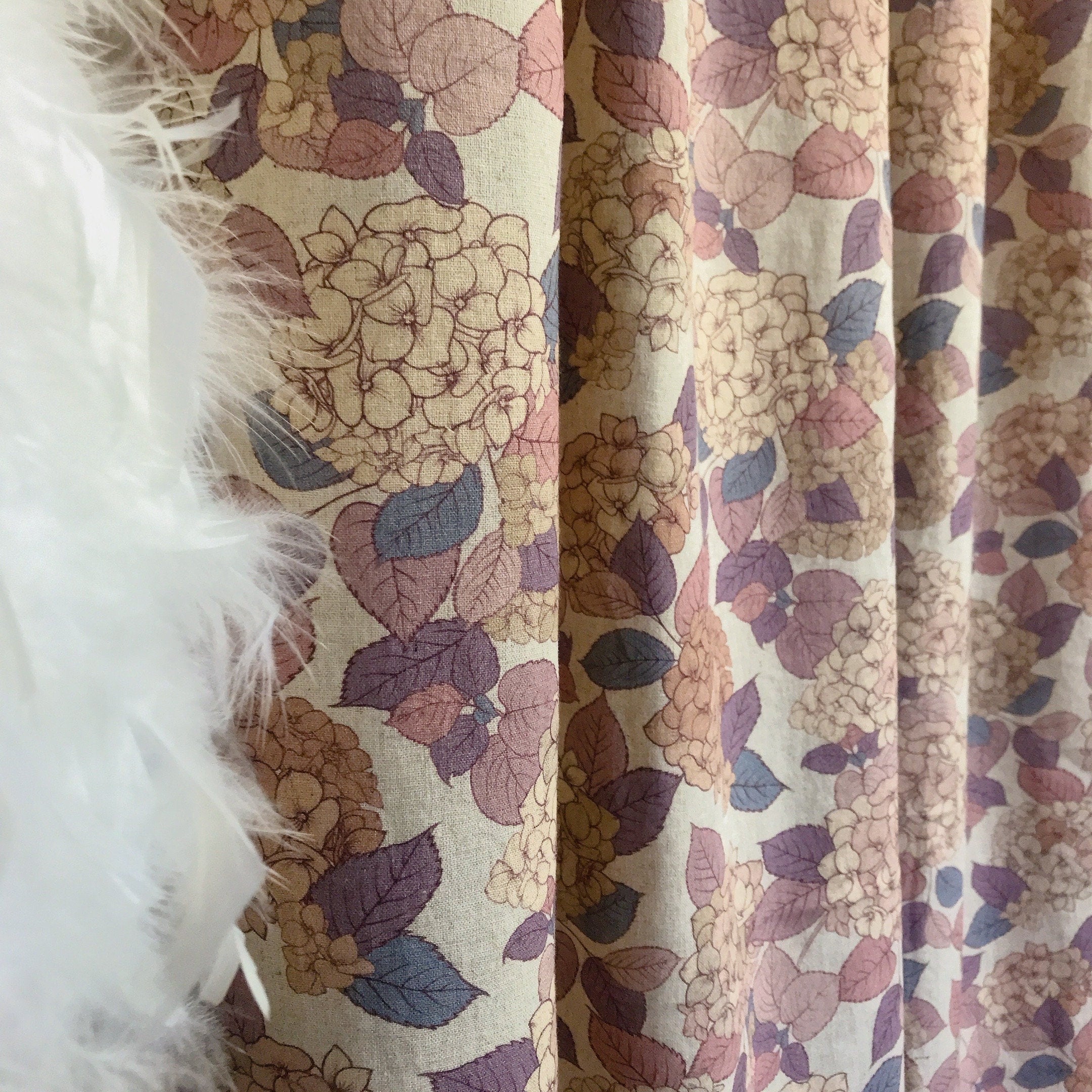 Pinky Beige Hydrangea Curtain on Natural Beige