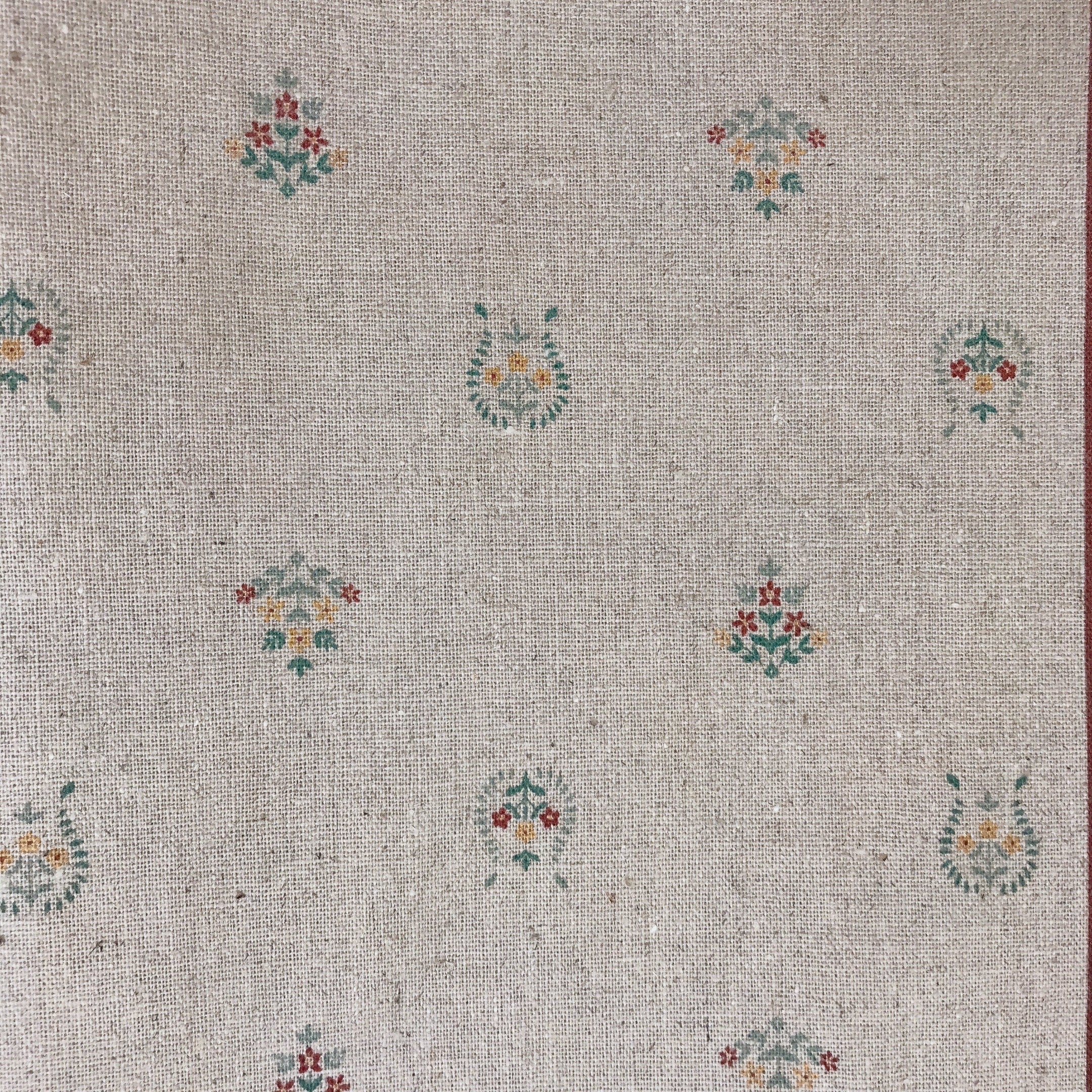 Multicolor Border Floral Curtain on Natural Beige