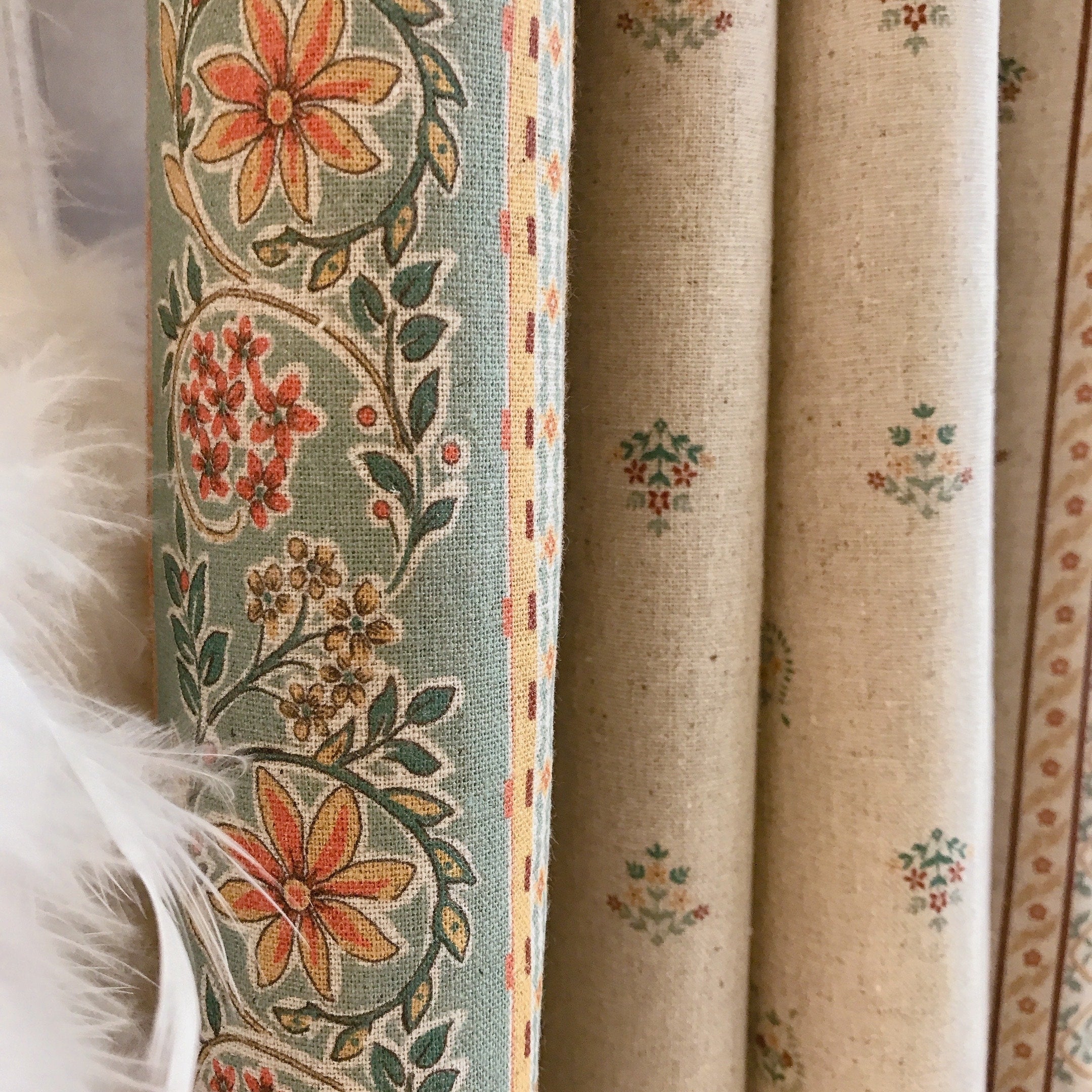 Multicolor Border Floral Curtain on Natural Beige