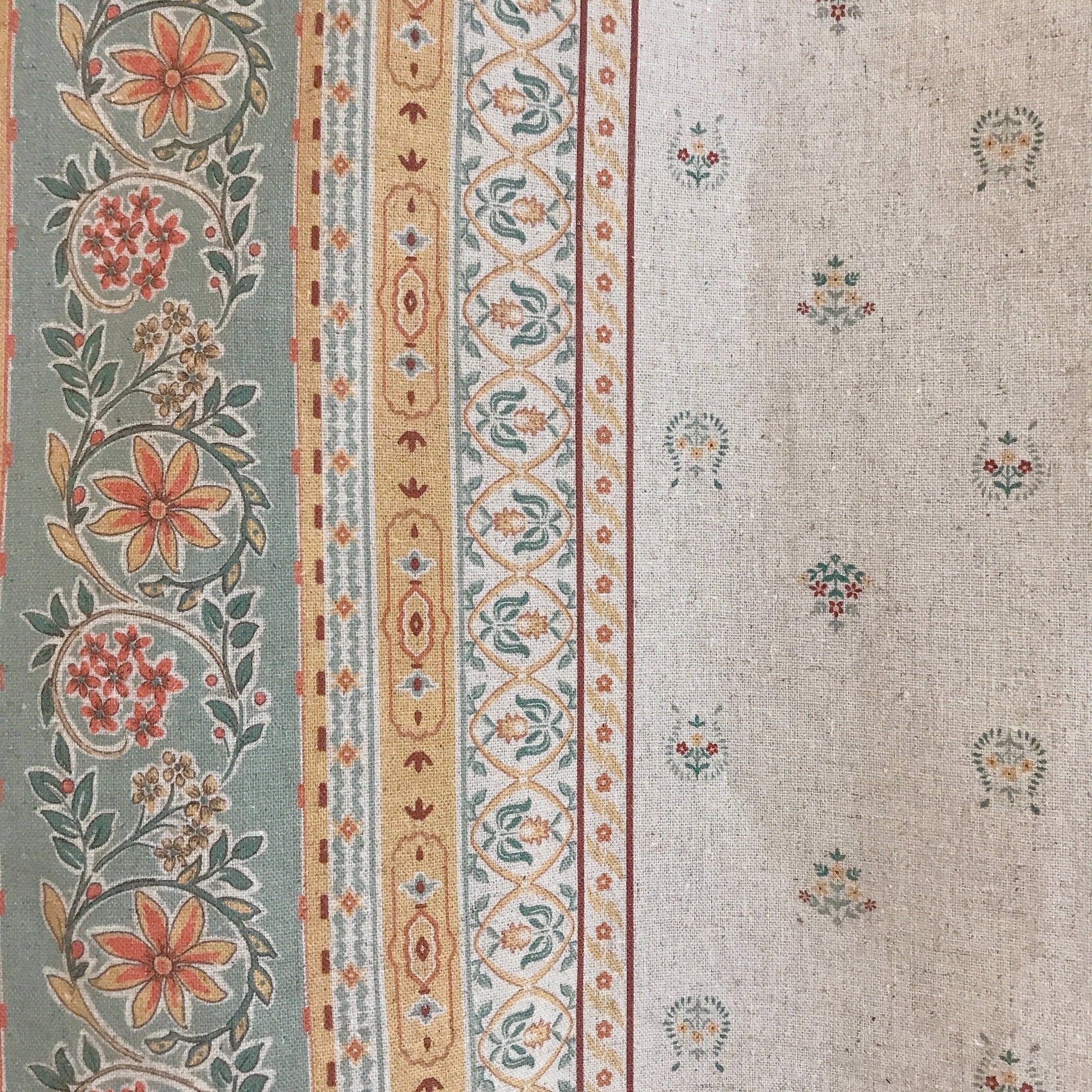Multicolor Border Floral Curtain on Natural Beige