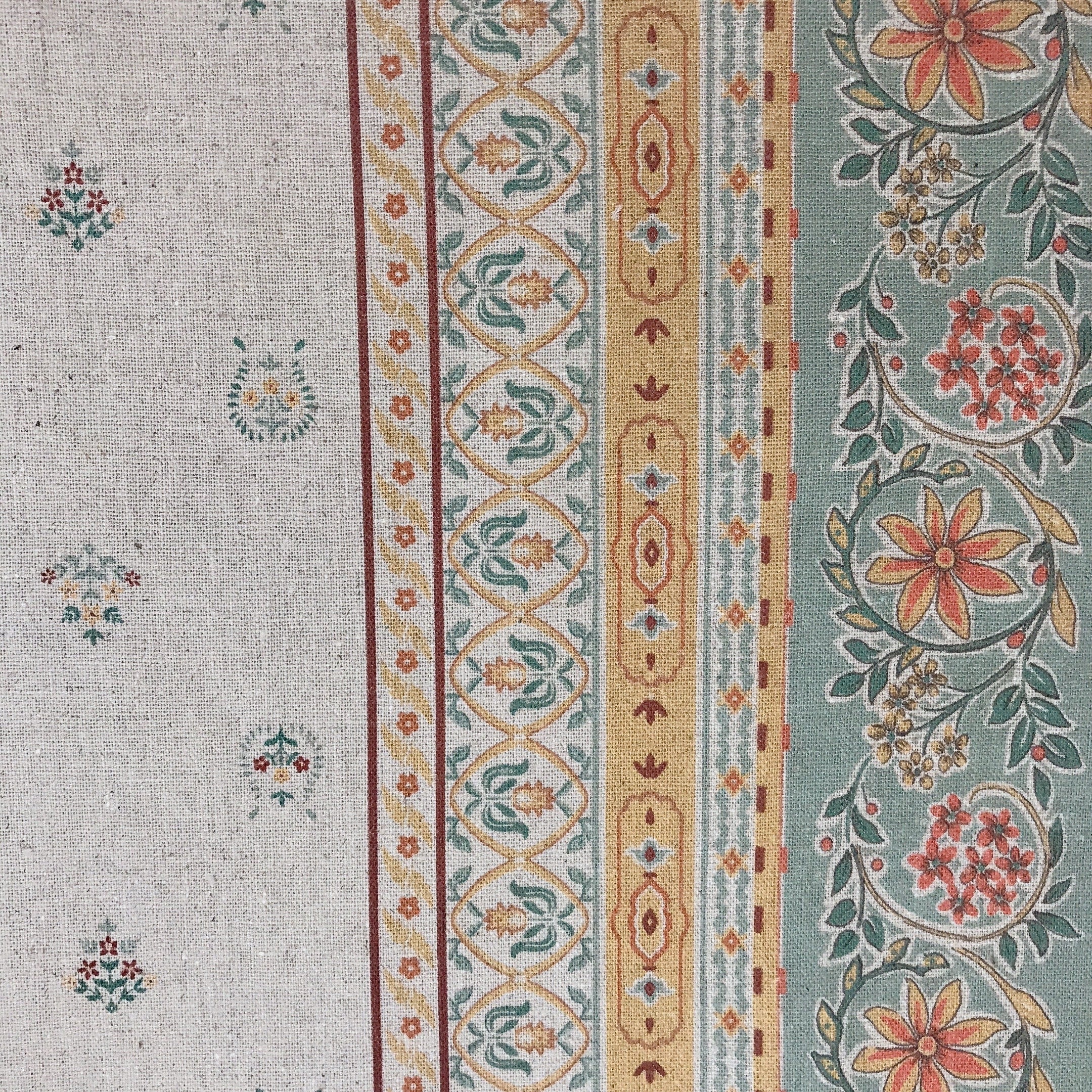 Multicolor Border Floral Curtain on Natural Beige