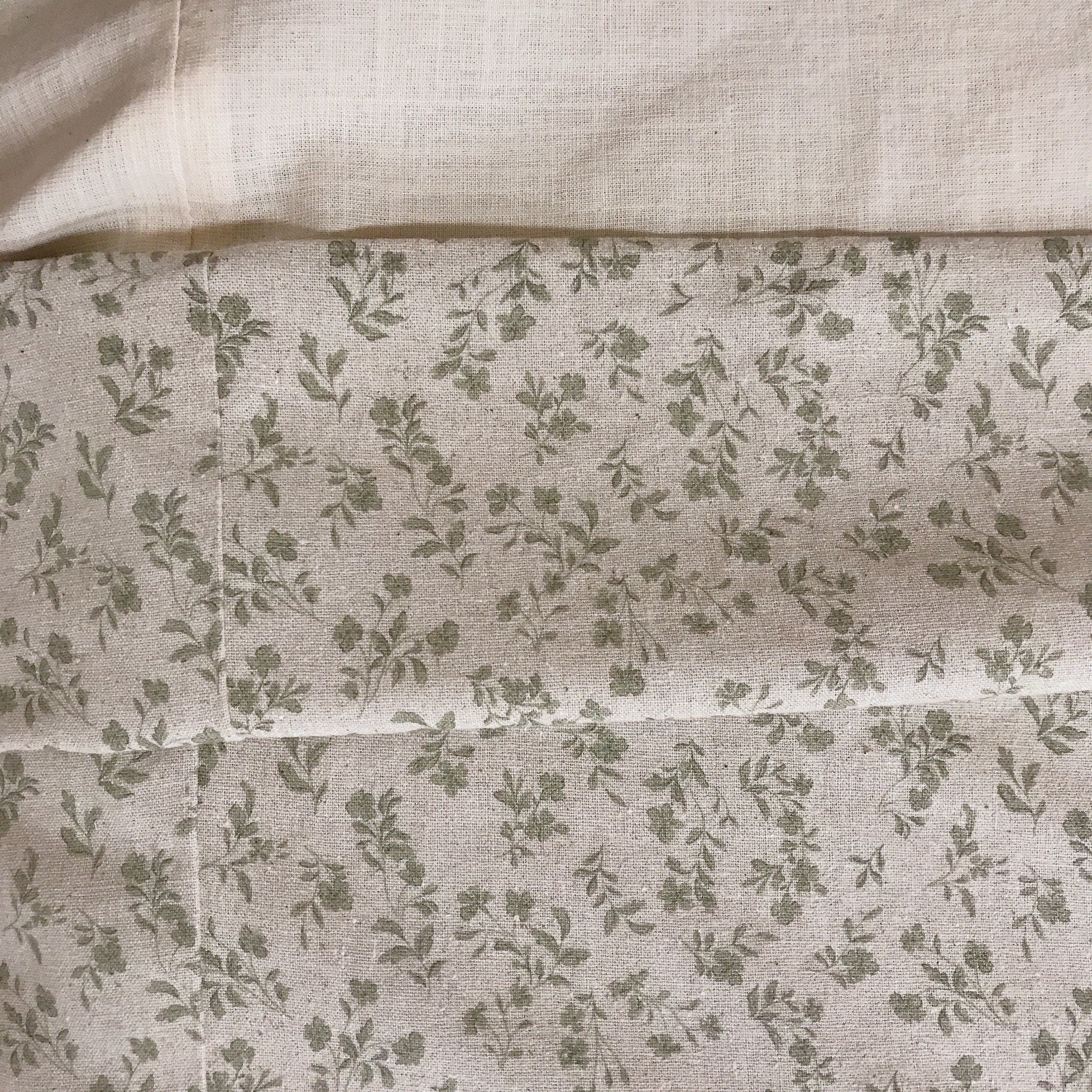 Sage Green Floral Duvet Cover in Natural Beige
