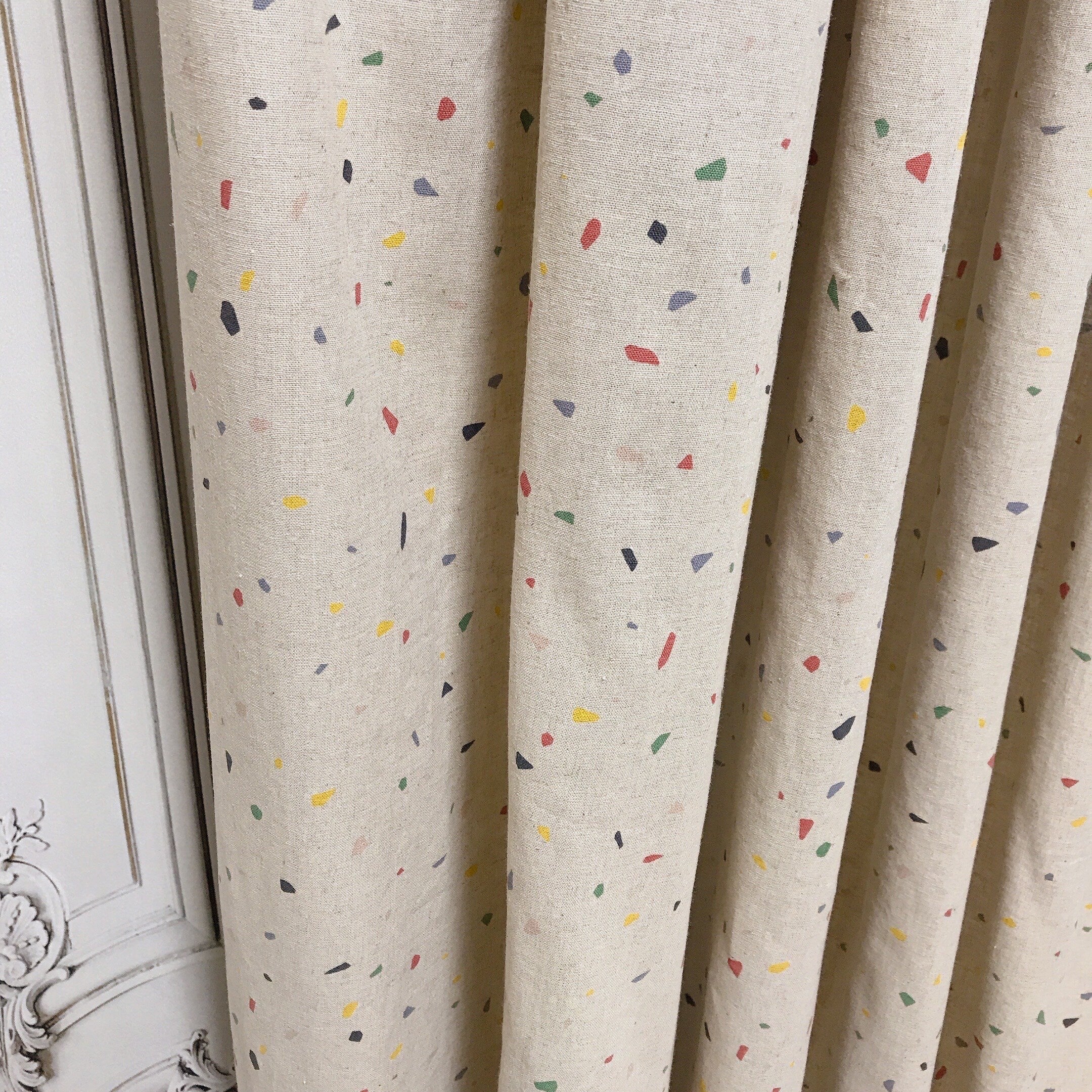 Granite Marble Print Curtain on Natural Beige