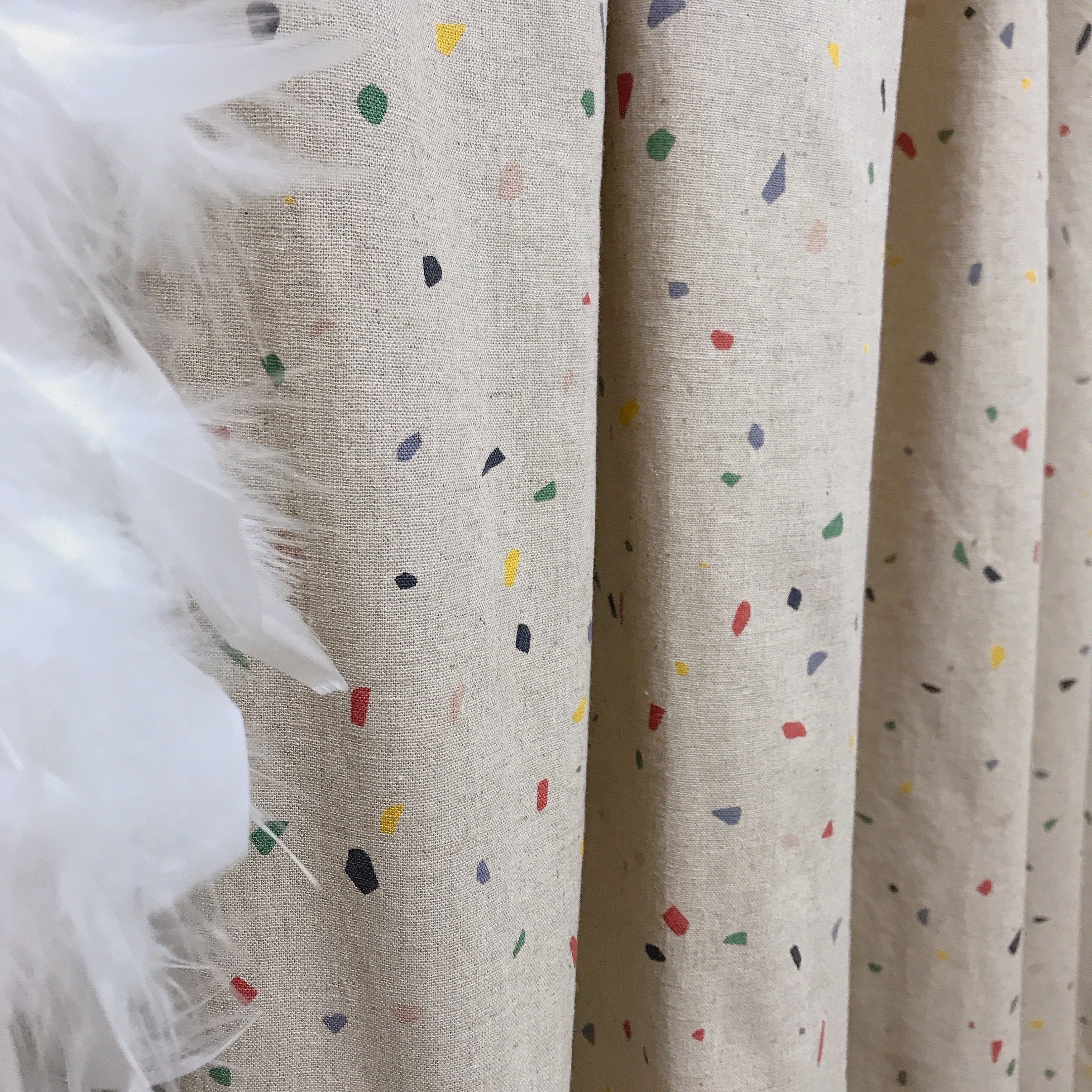 Granite Marble Print Curtain on Natural Beige