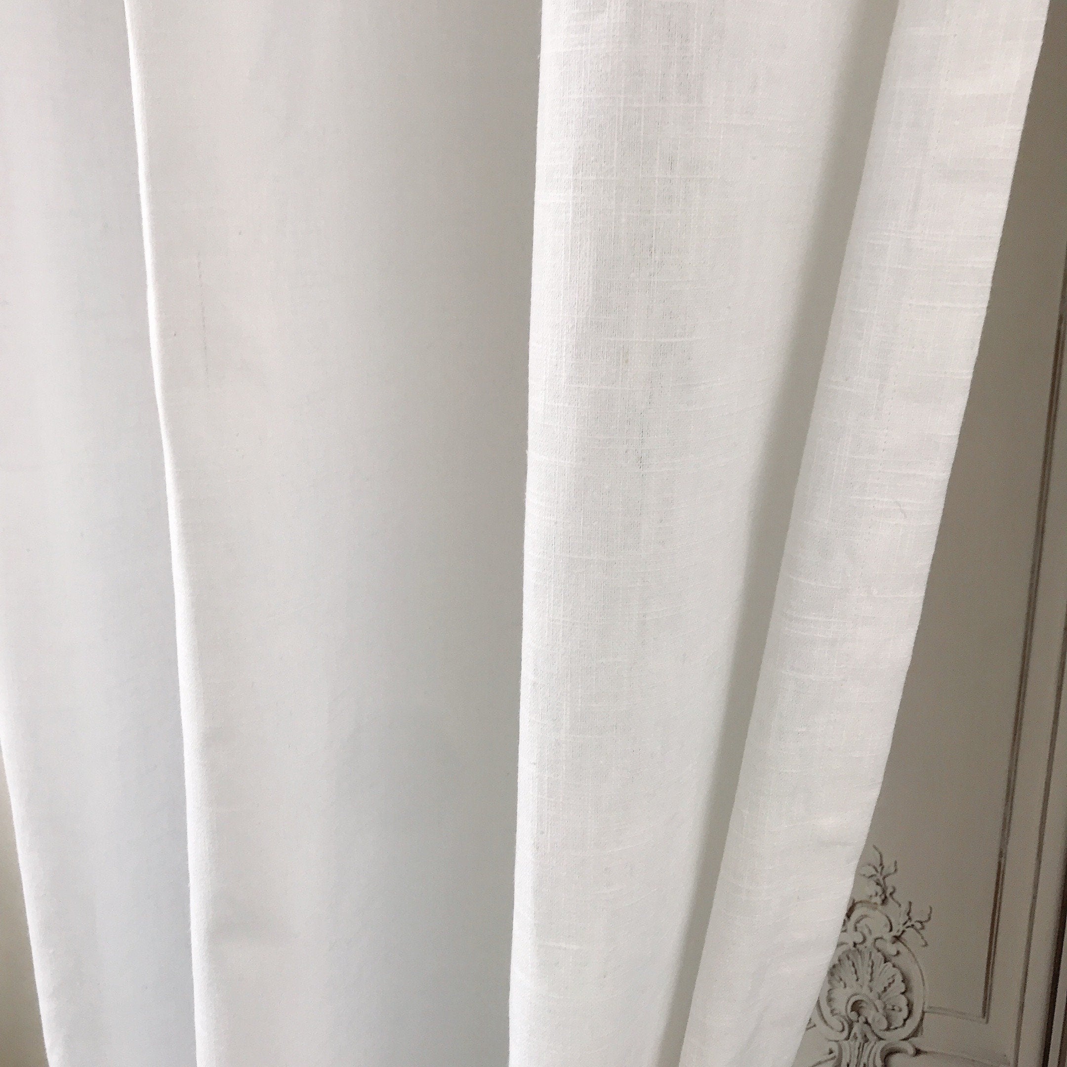 Soft Natural White Linen Curtain