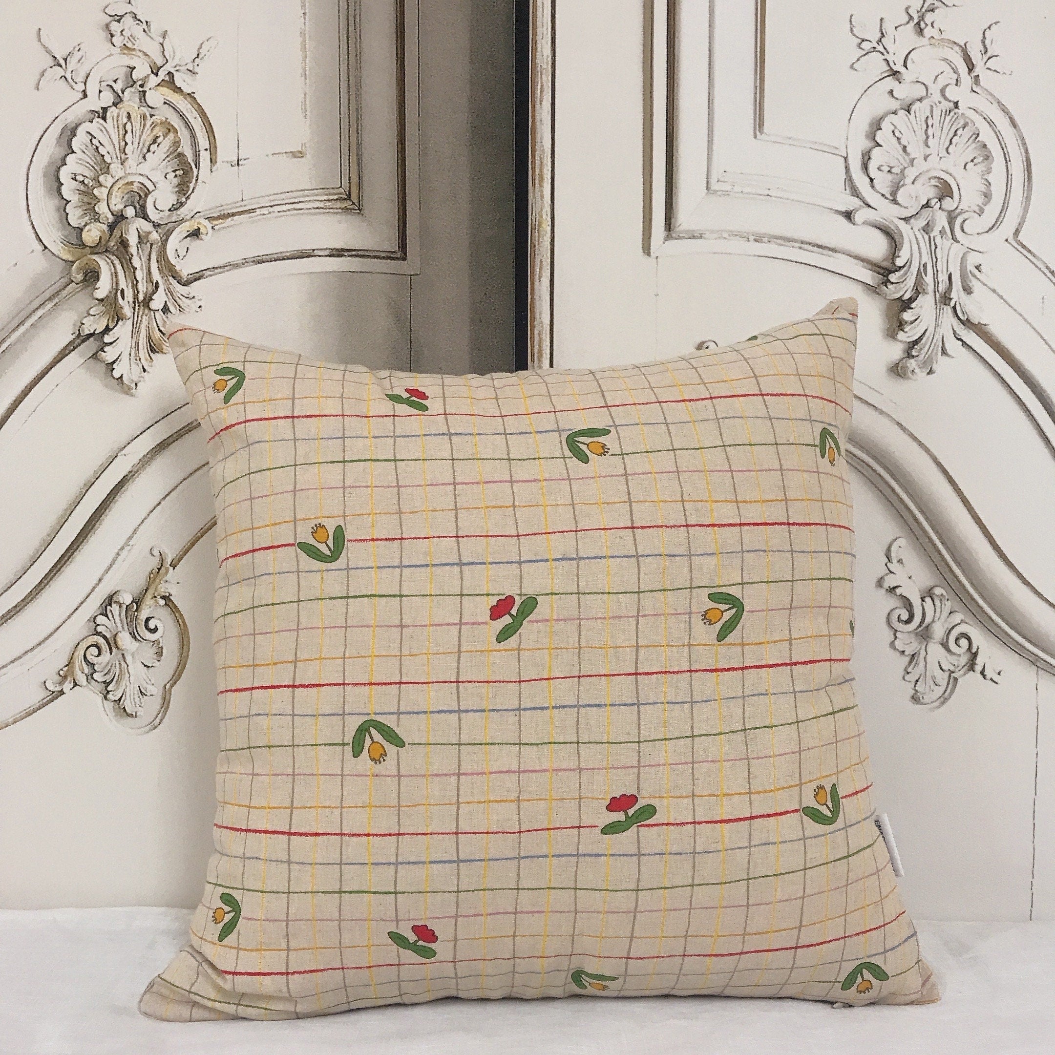 Tulip Stripe Cushion Cover on Natural Beige