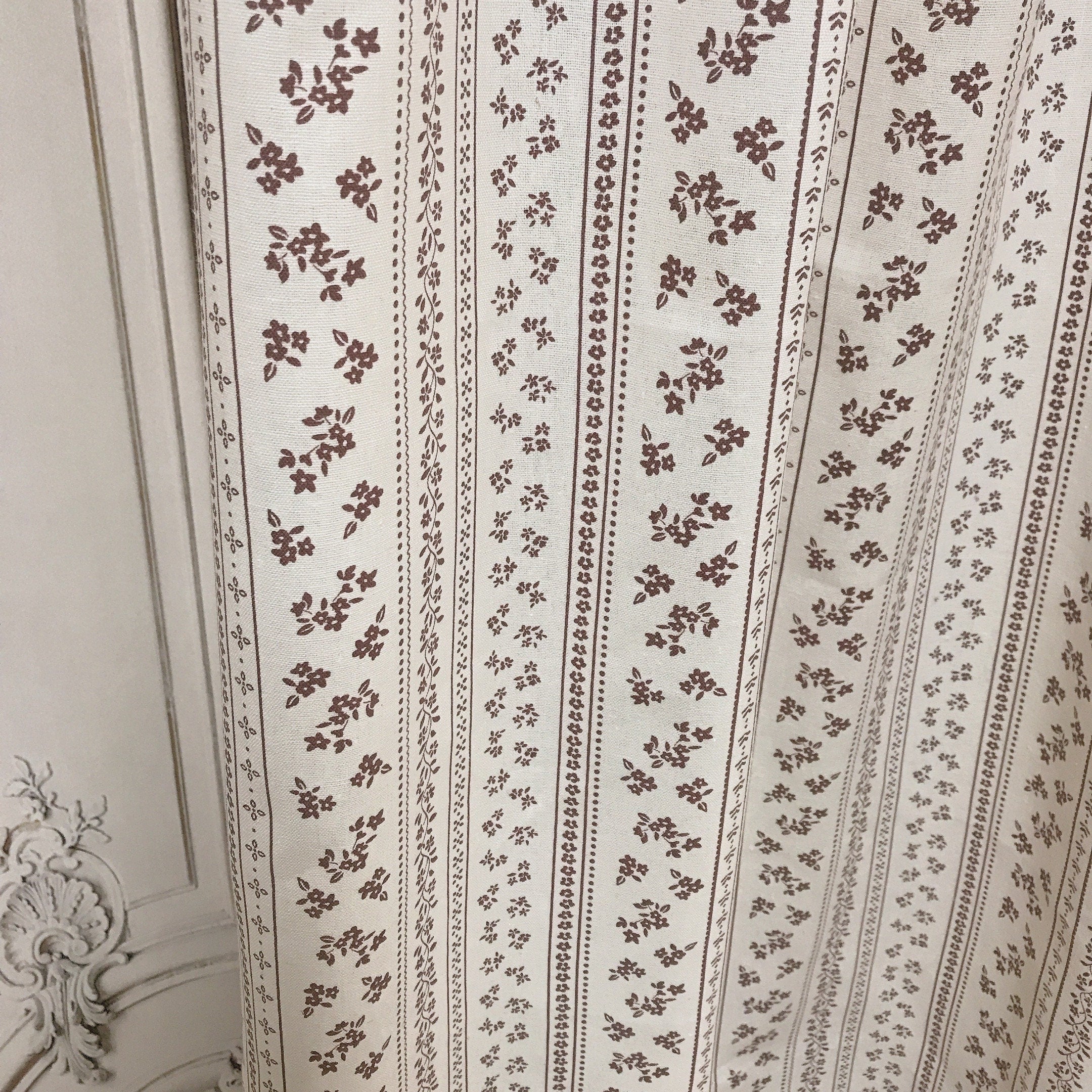 Brown Floral Curtain on Natural Beige
